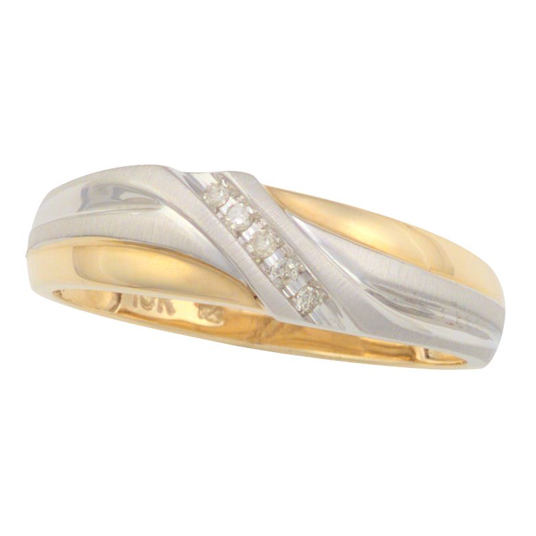 10K Yellow Gold Band with Diamond Accents