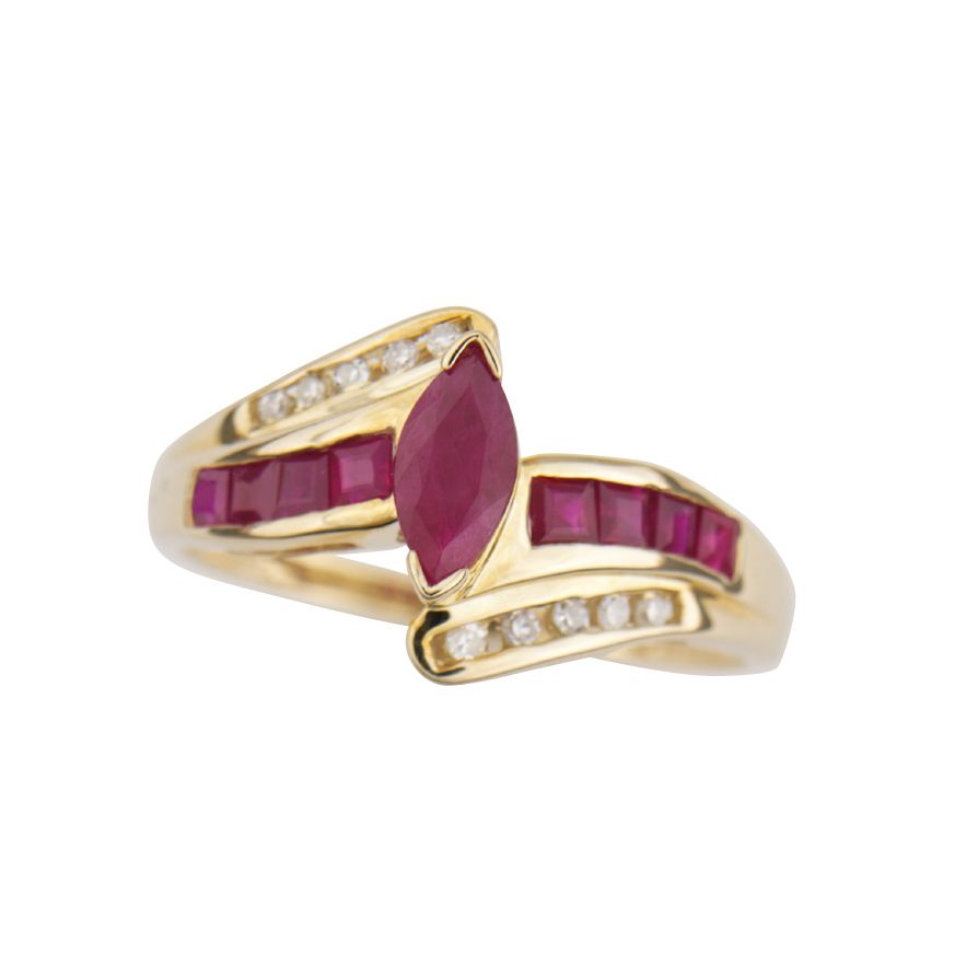 10K Gold Ruby Ring with Diamond Accents
