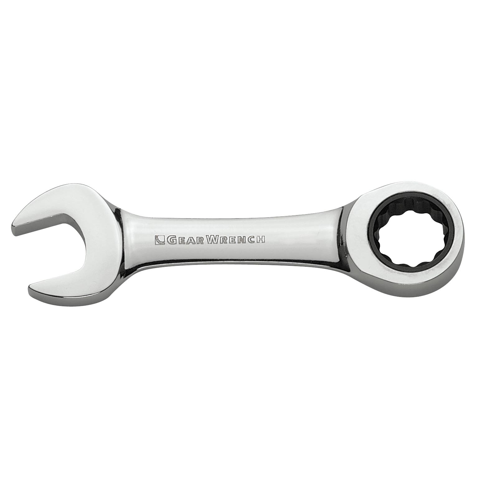 GearWrench 1/2 in. Full Polish Stubby Ratcheting Combination Wrench