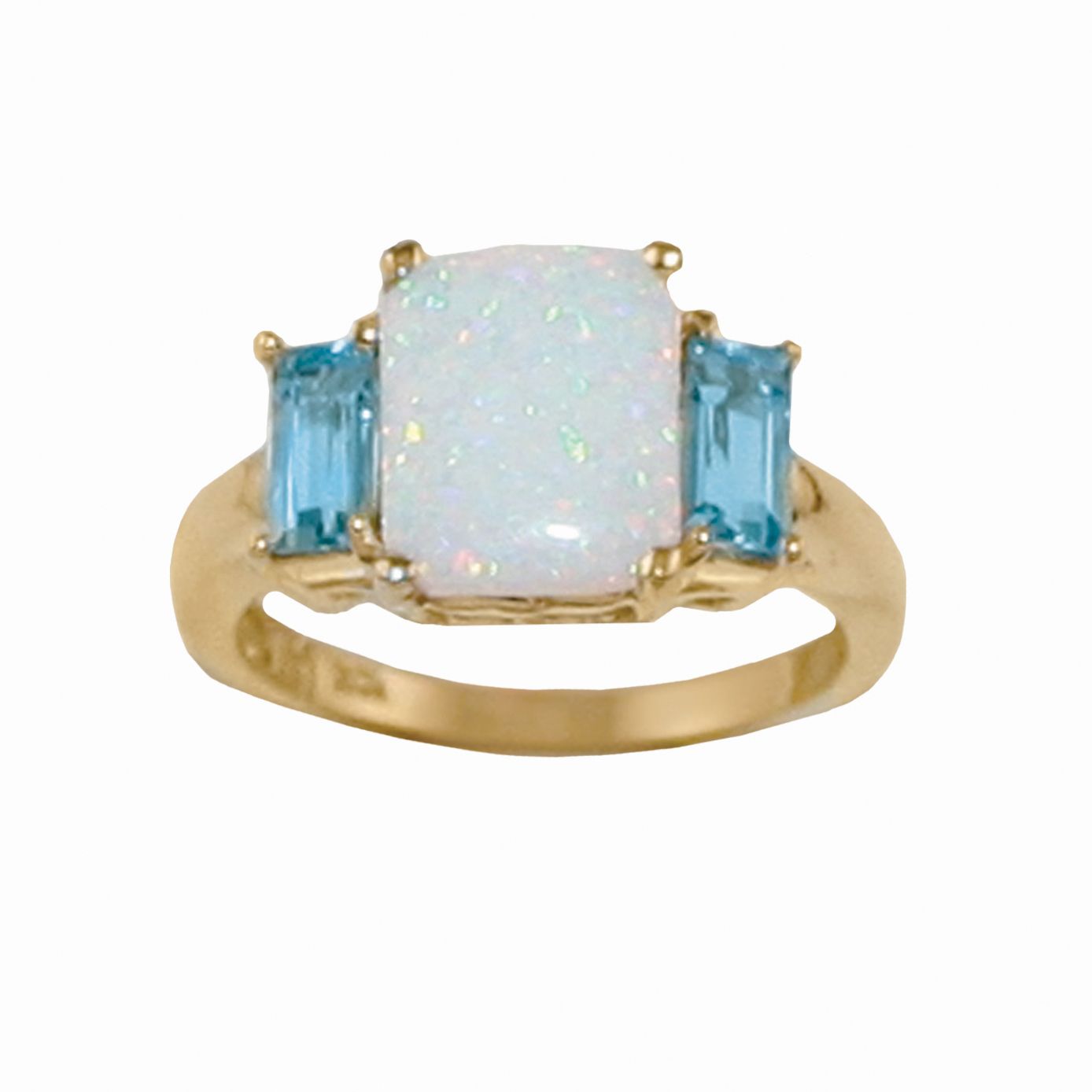 Ladies Opal & Blue Topaz Ring