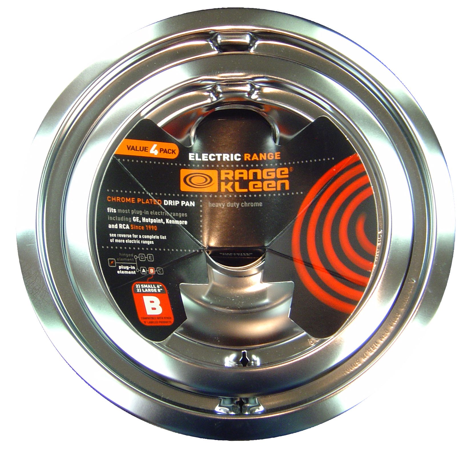 Range Kleen Set of 4 Drip Pans, Chrome-11920-4x Range Kleen Set of 4 Drip Pans, Chrome-11920-4x
