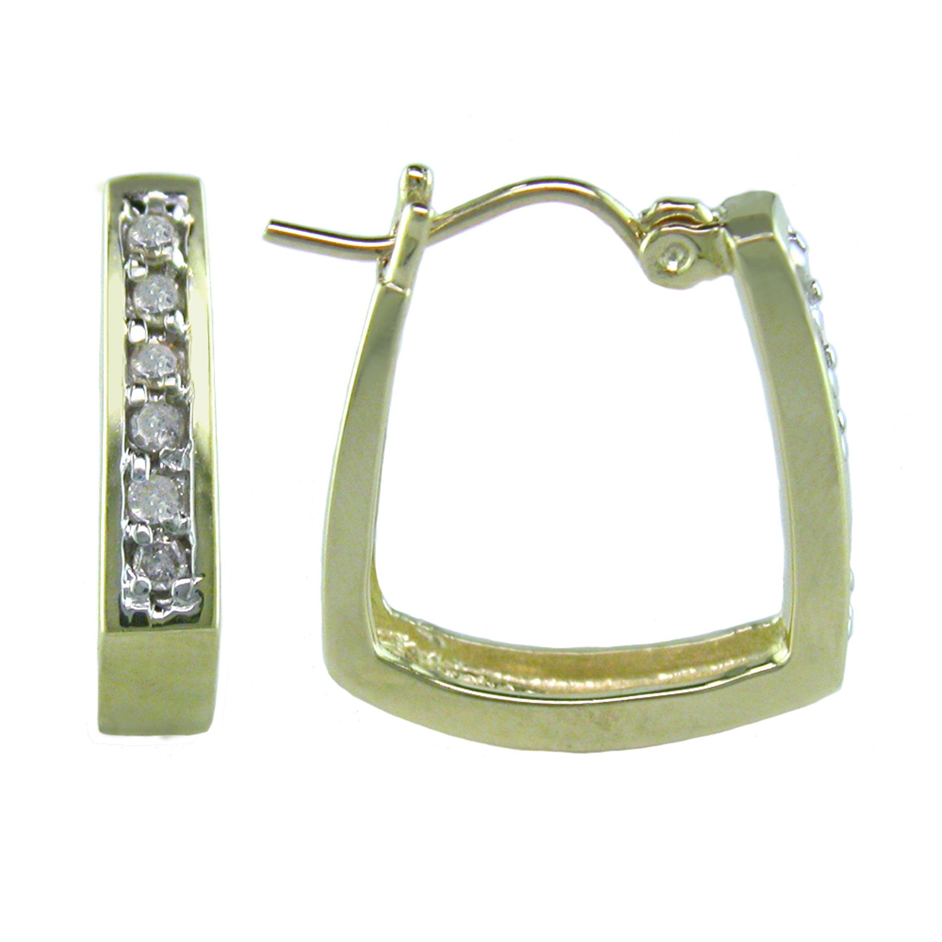 1/4 cttw Diamond Square Hoop Earrings. 10k Yellow Gold