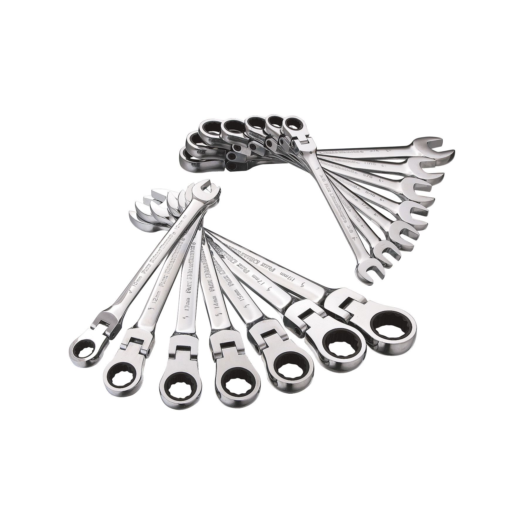 GearWrench Fully-Polished 14 pc. Flex Ratcheting Combination Wrench Set