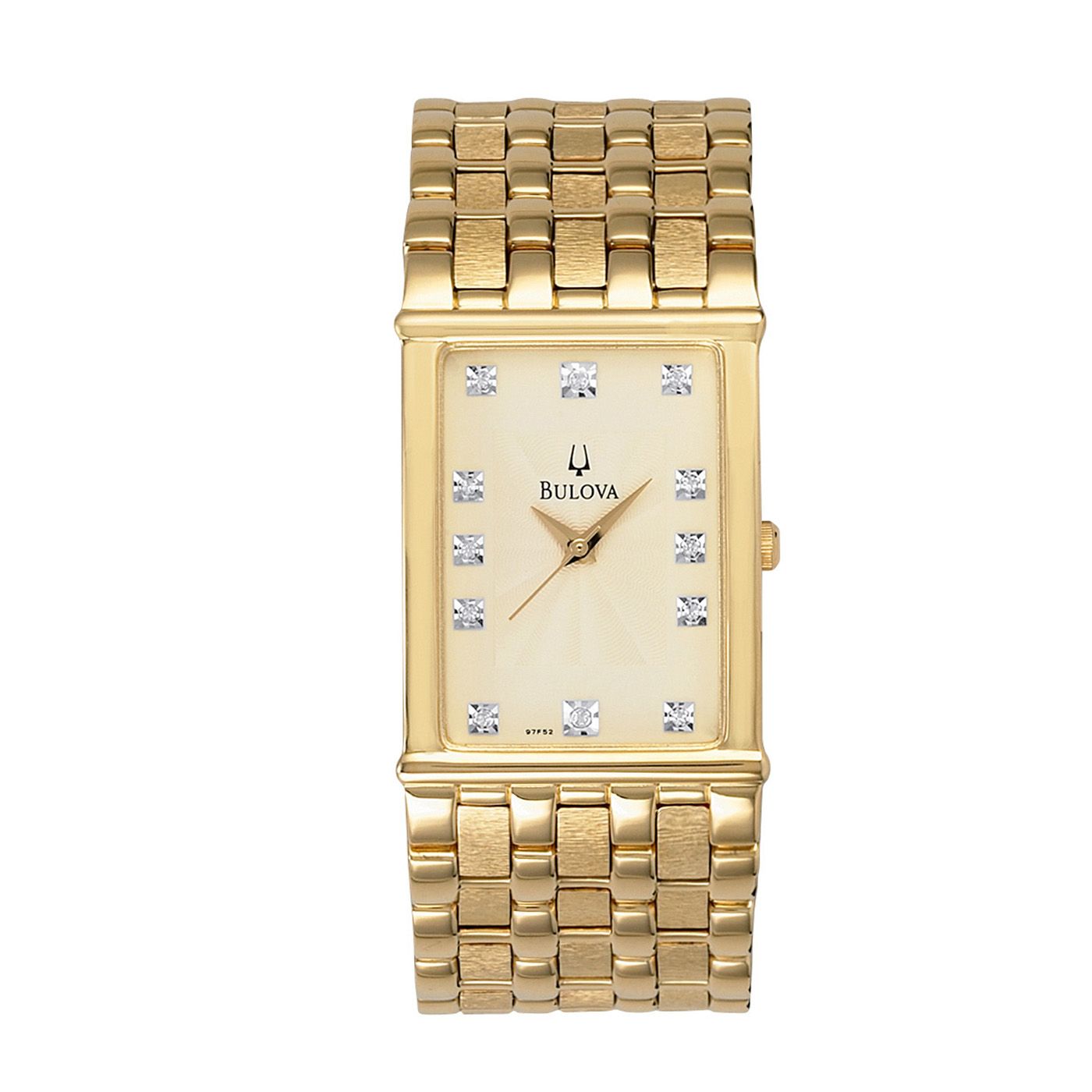 Bulova Mens Diamond Accented Dress Watch with Champagne Dial,  and Goldtone Link Band