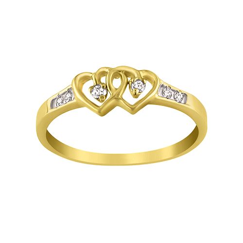 1/1&#178;ct tw Double Heart with Diamond Accents Promise Ring, 10K