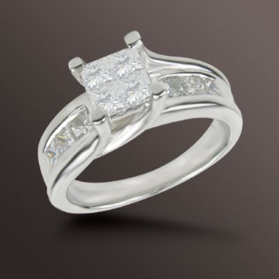 Tradition Diamond 1 cttw Princess Diamond Engagement Ring in 14K White Gold