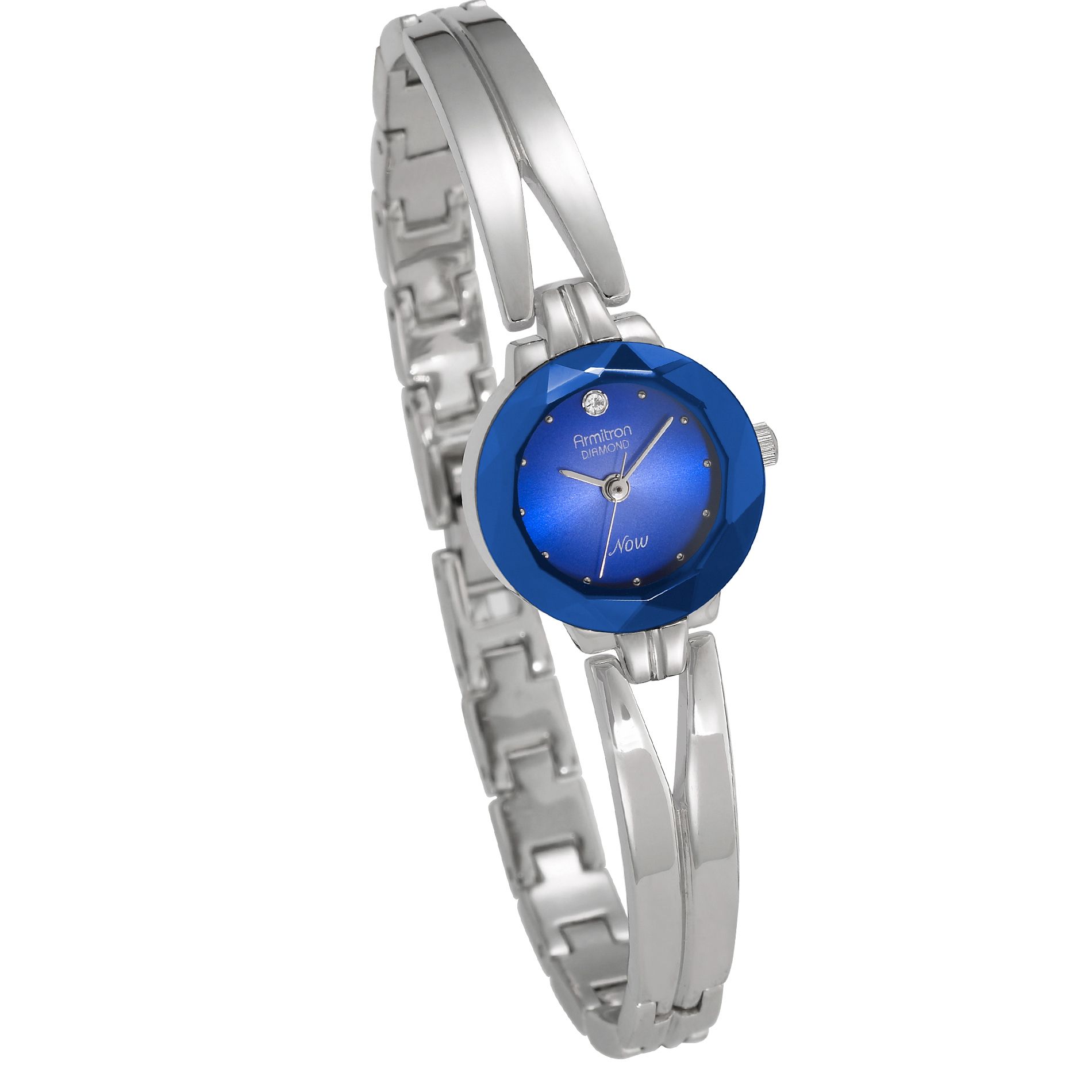 Armitron Ladies Watch with Round Blue Sapphire Dial  Bangle Band & Diamond Accent