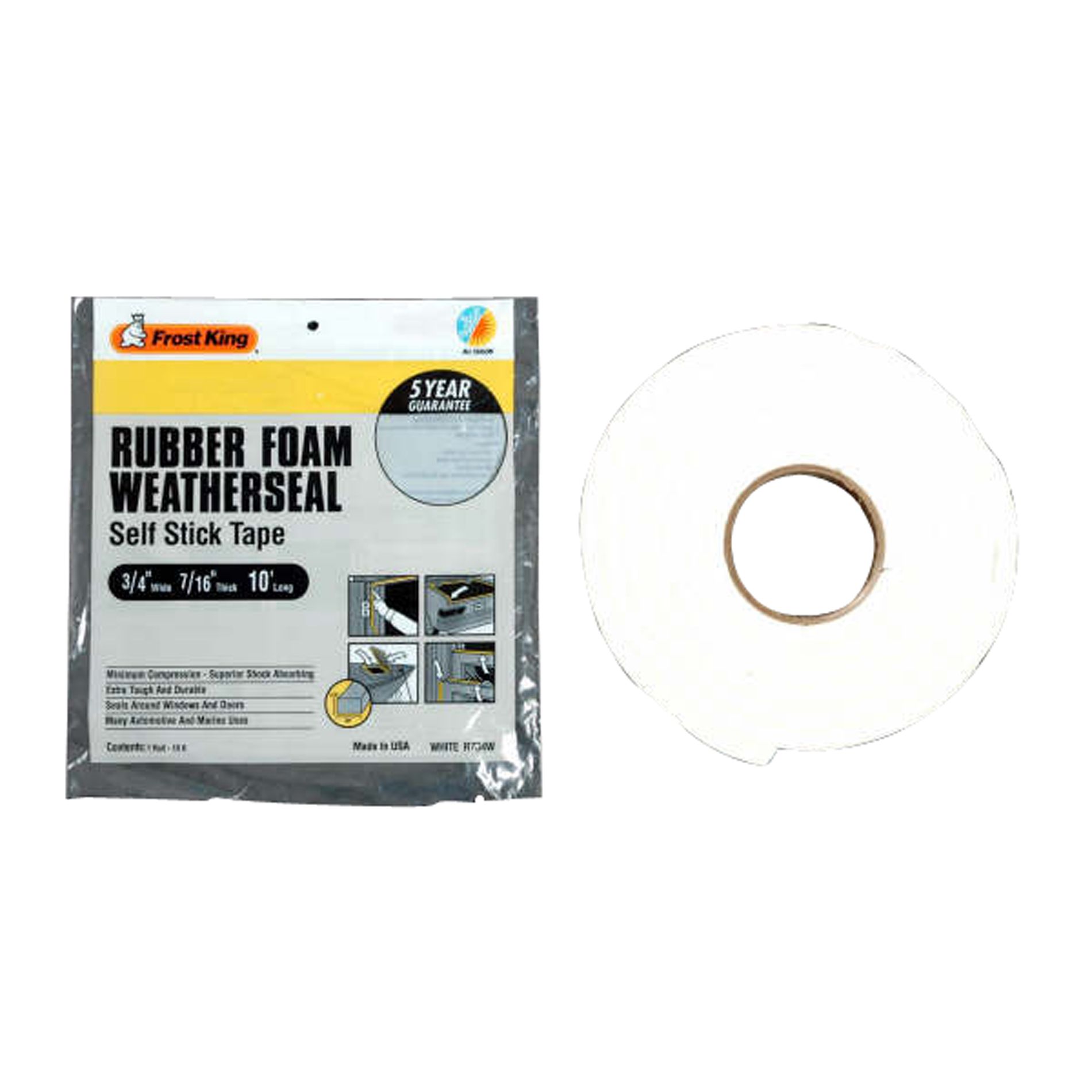 Frost King Sponge Rubber Foam Tape, 3/4 in. x 10 ft. White