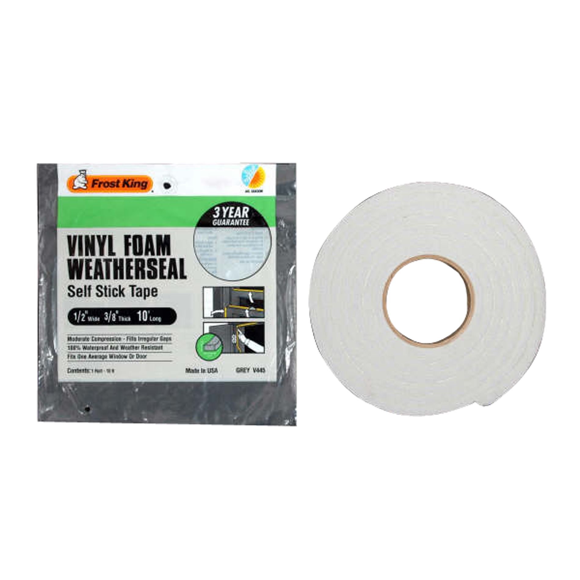 Frost King Vinyl Foam Tape, 1/2 in. x 10 ft. Grey