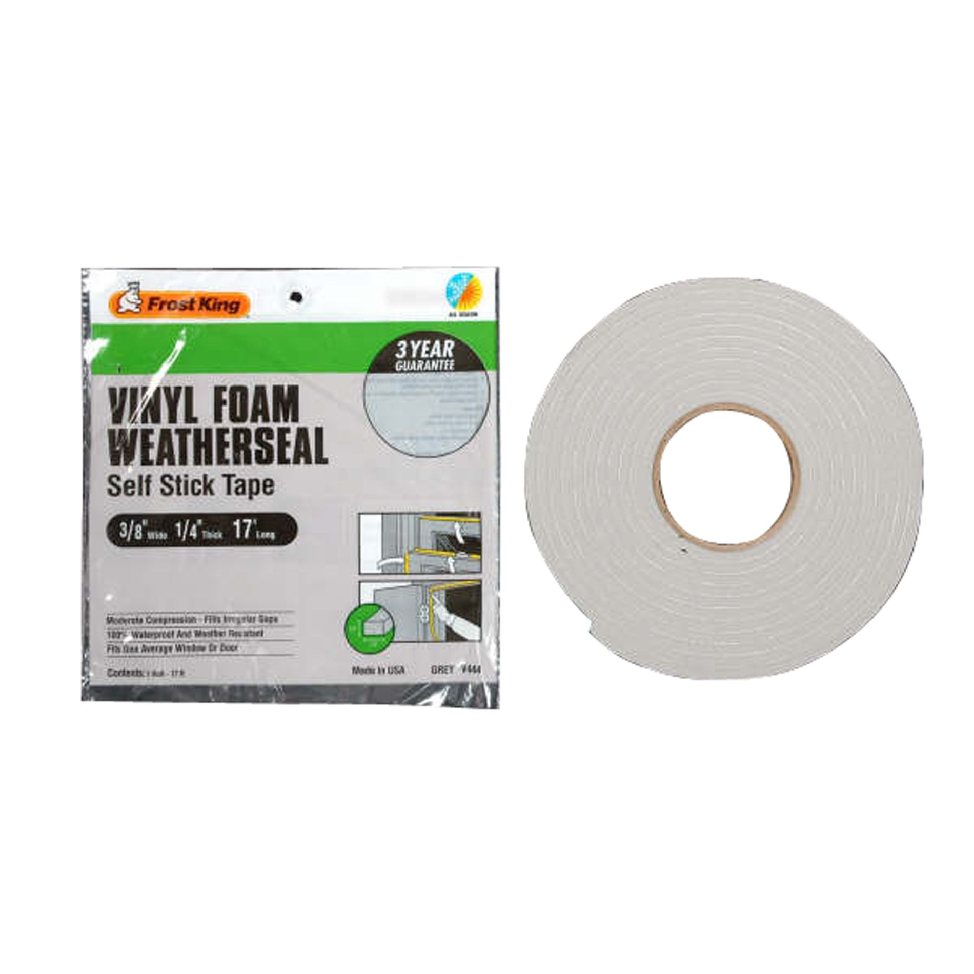 Frost King Vinyl Foam Tape, 3/8 in. x 17 ft. Grey