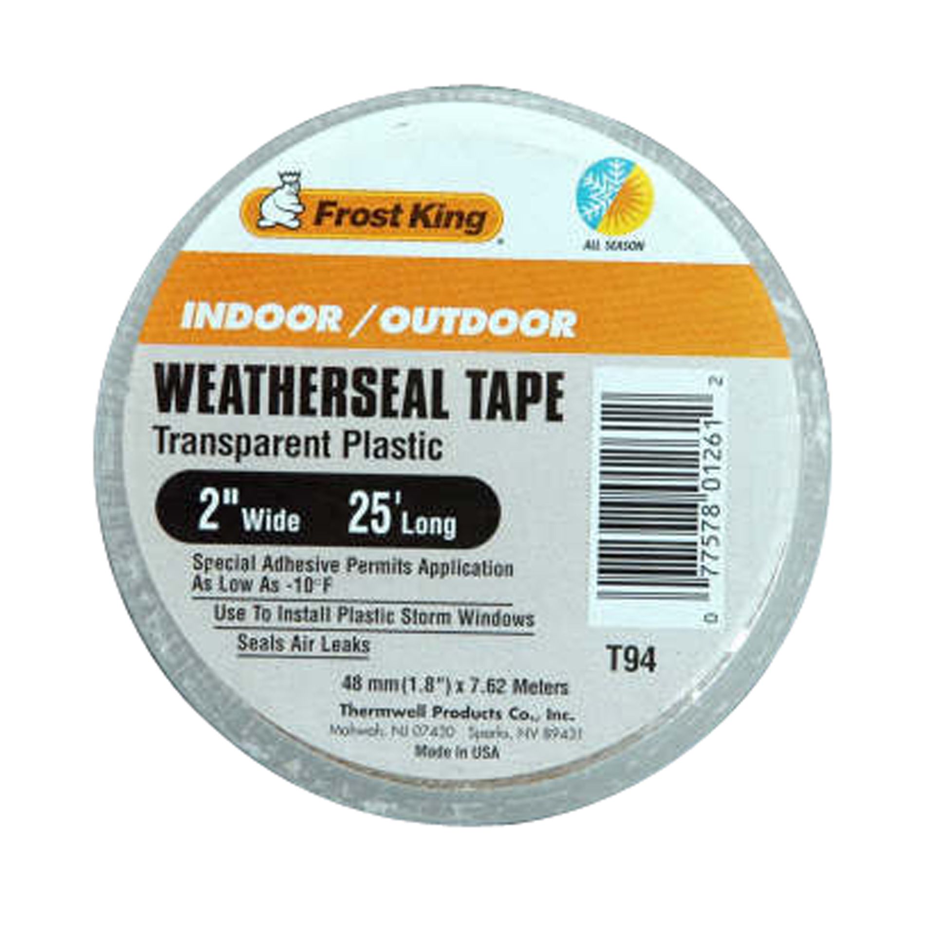 Frost King Indoor/Outdoor Transparent  Plastic Weatherseal Tape - 2" Wide x 25' long