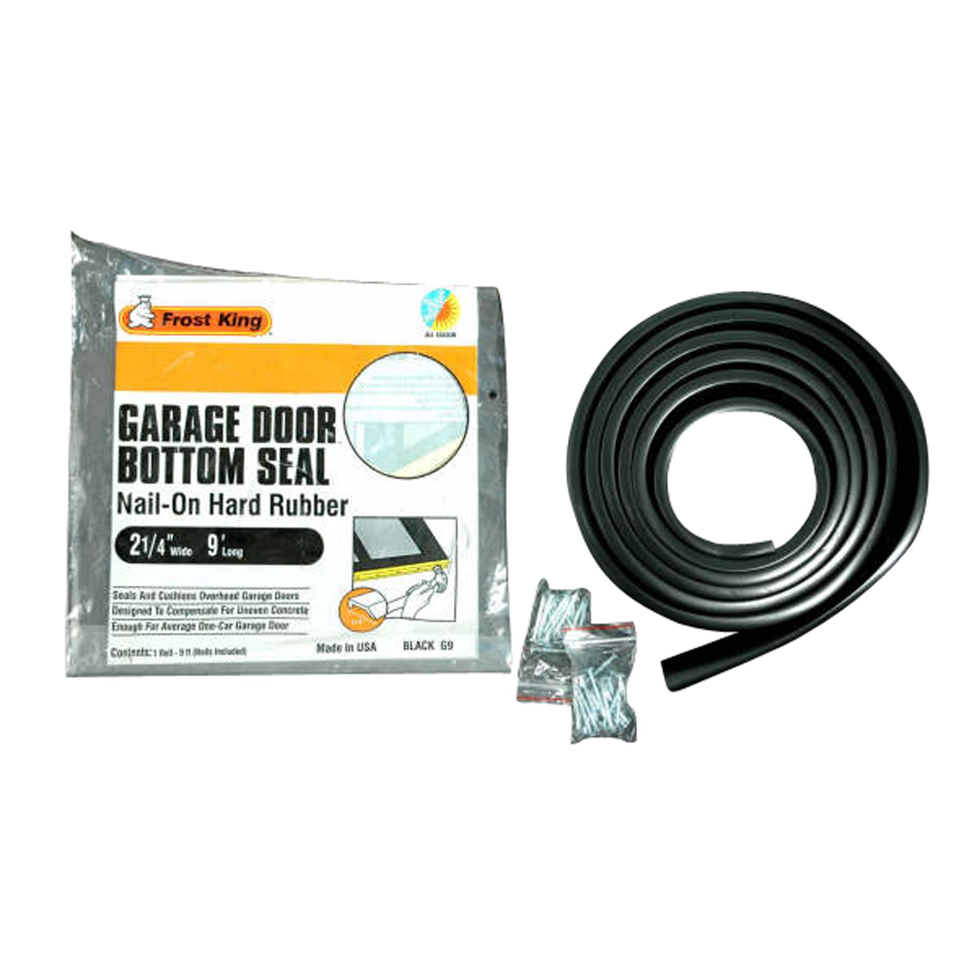Frost King EPDM Rubber Garage Door Bottom Kit, 21/4 in. W x 9 ft. L