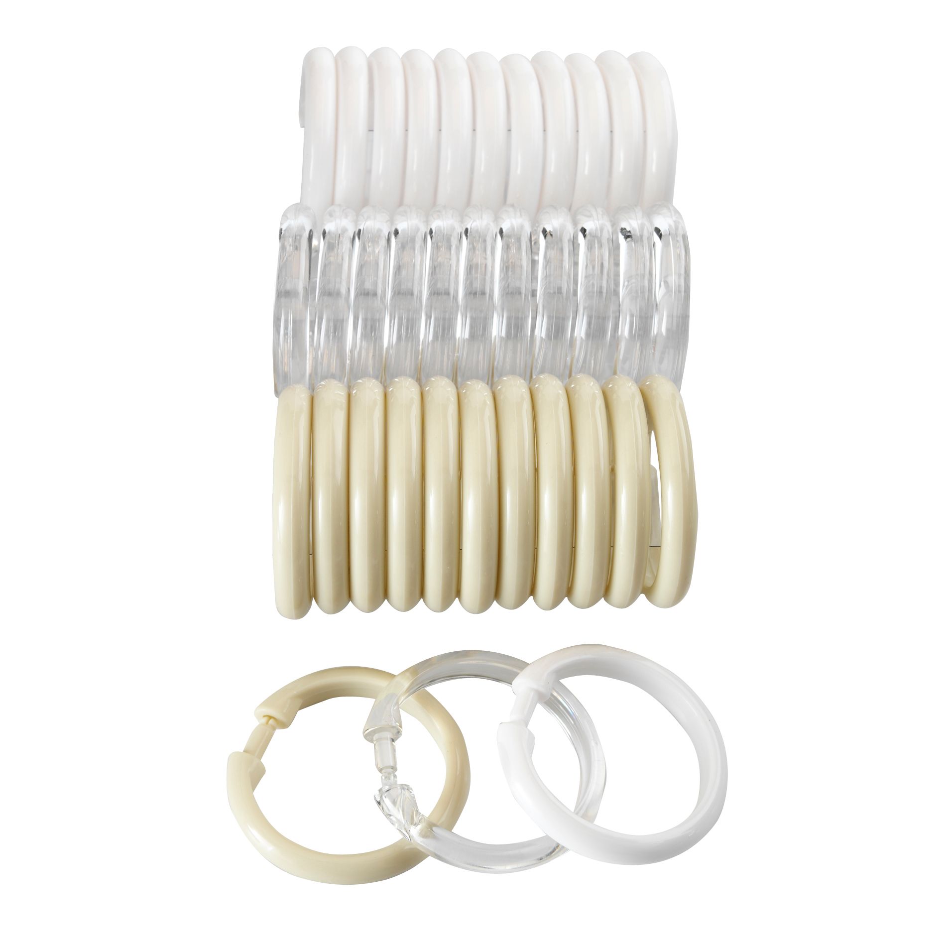 Essential Home Plastic Shower Rings 12 Hook Pack