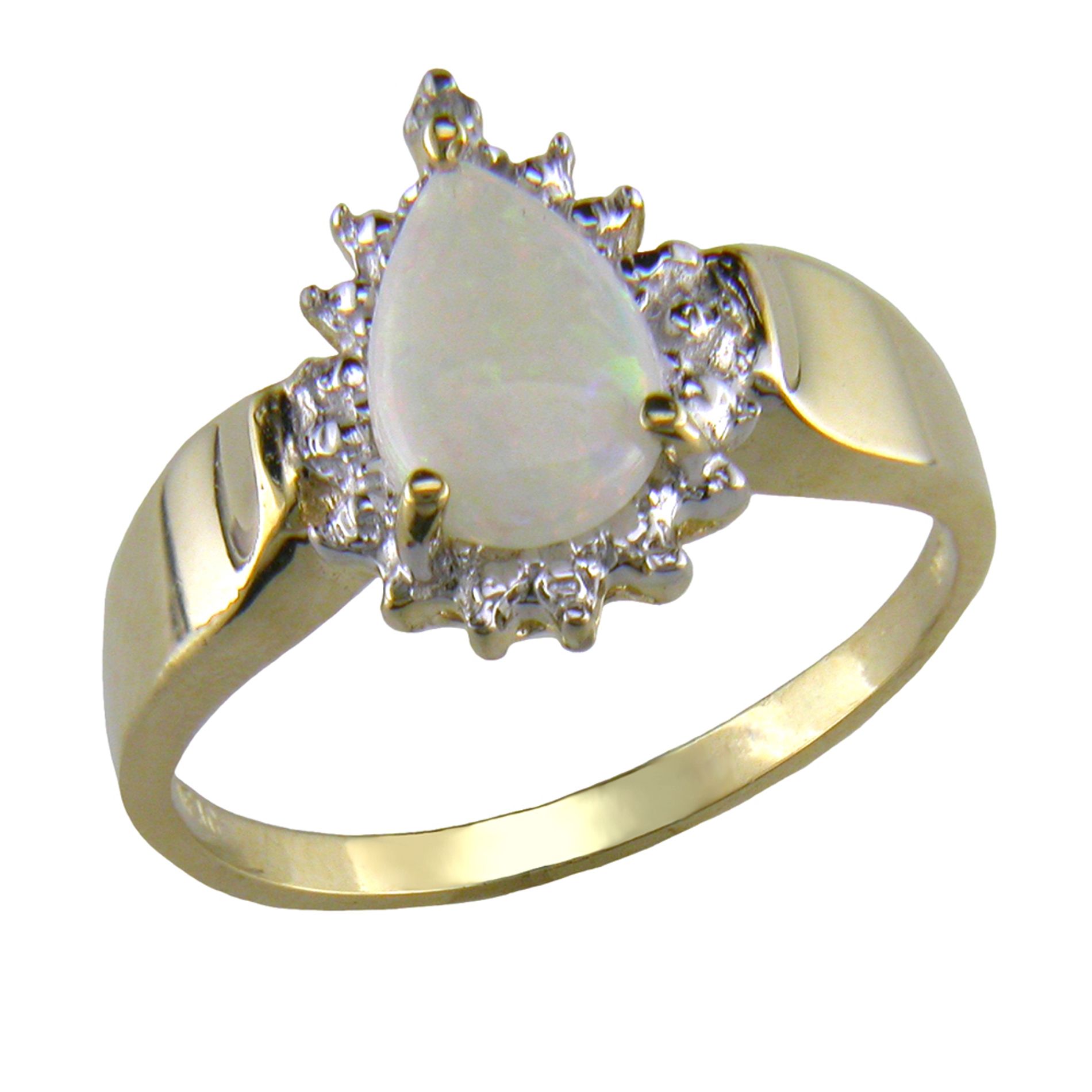 Opal and Diamond Ring. 10k Yellow Gold