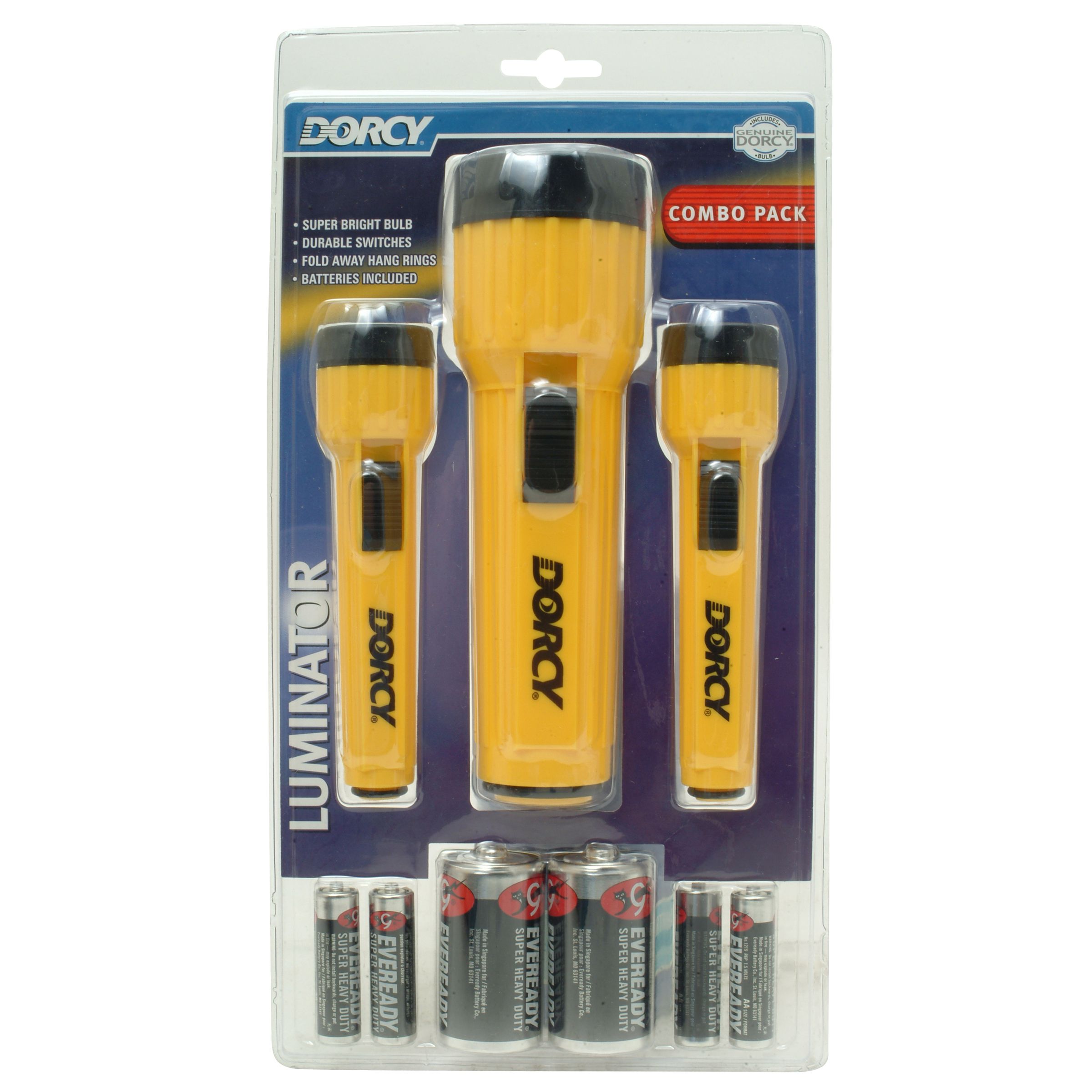 Dorcy International Flashlight 3 pack Combo with Batteries