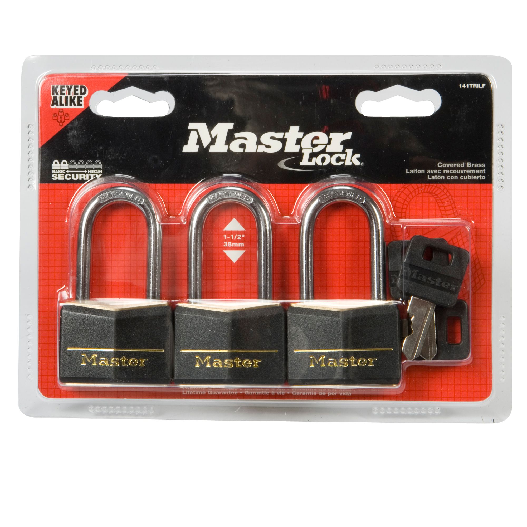 Master Lock 1 9/16in Covered Brass Locks with 1/2in Shackle