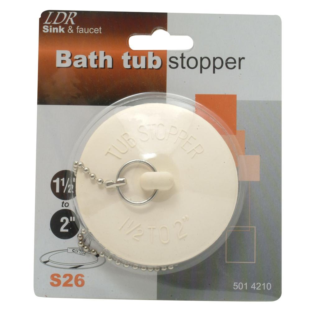 LDR Industries Rubber Tub Stopper with Chain, Fits 11/2in. to 2in. Drain