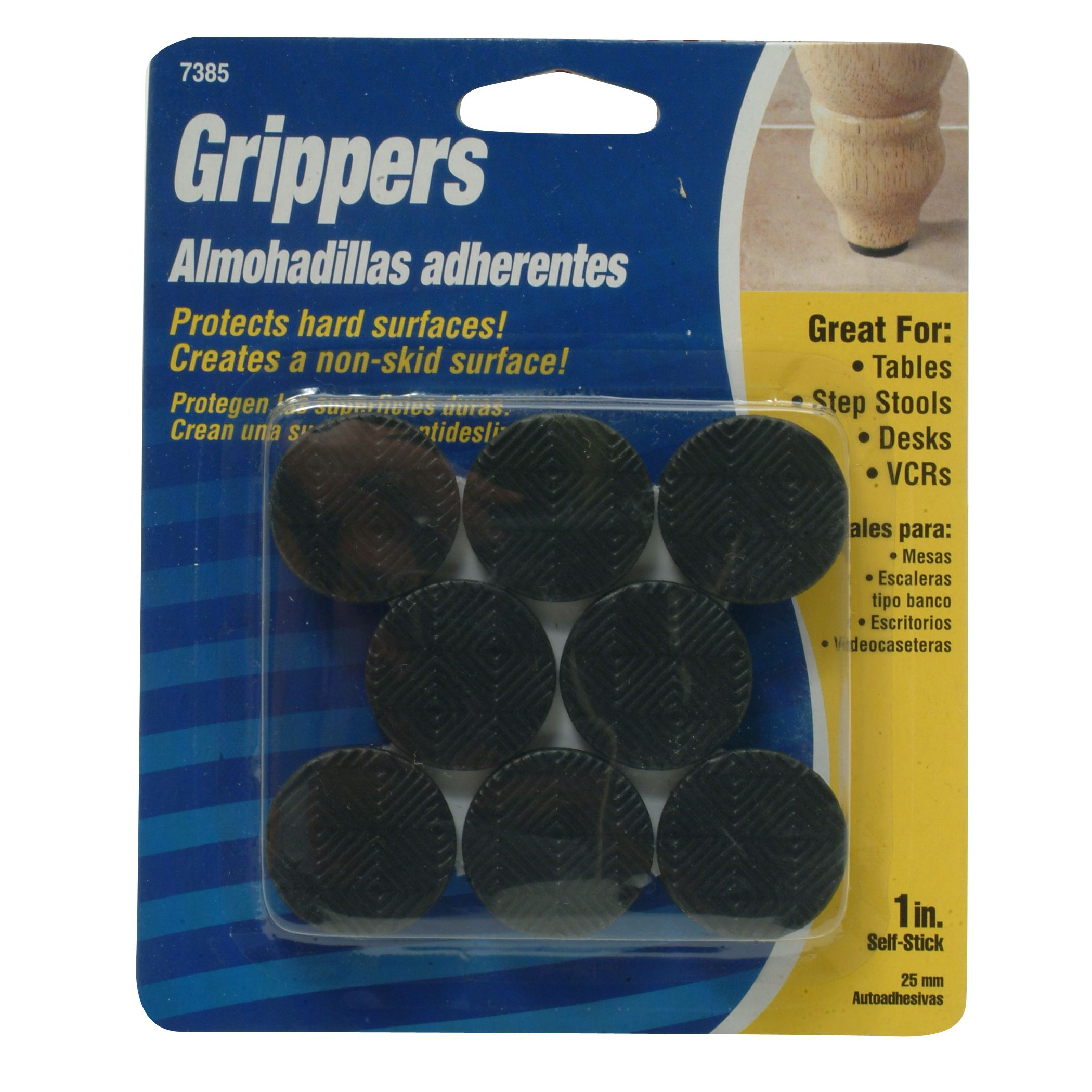 Soft Touch Gripper Pads, Black, 1" Self Stick