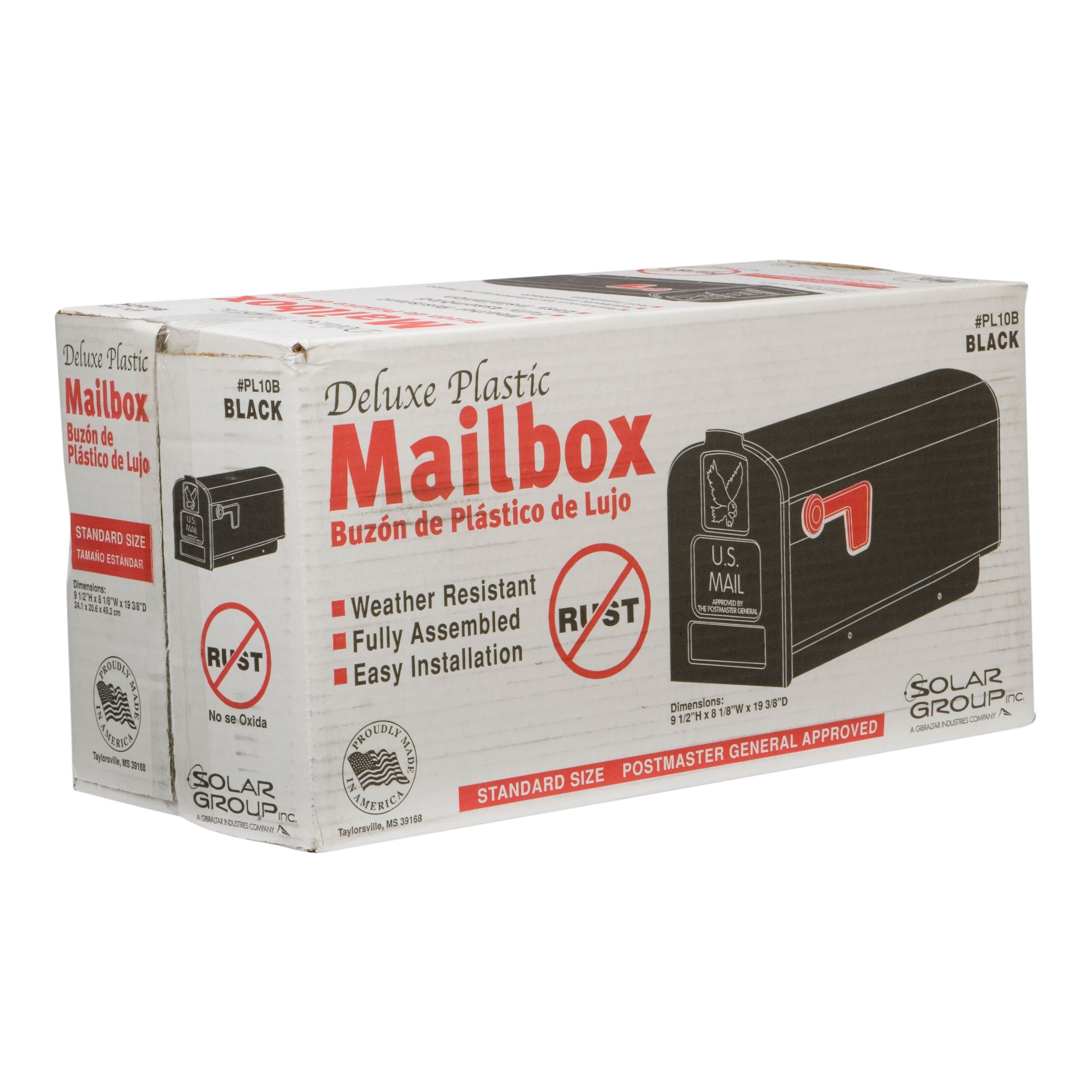 Standard Plastic Mailbox Black