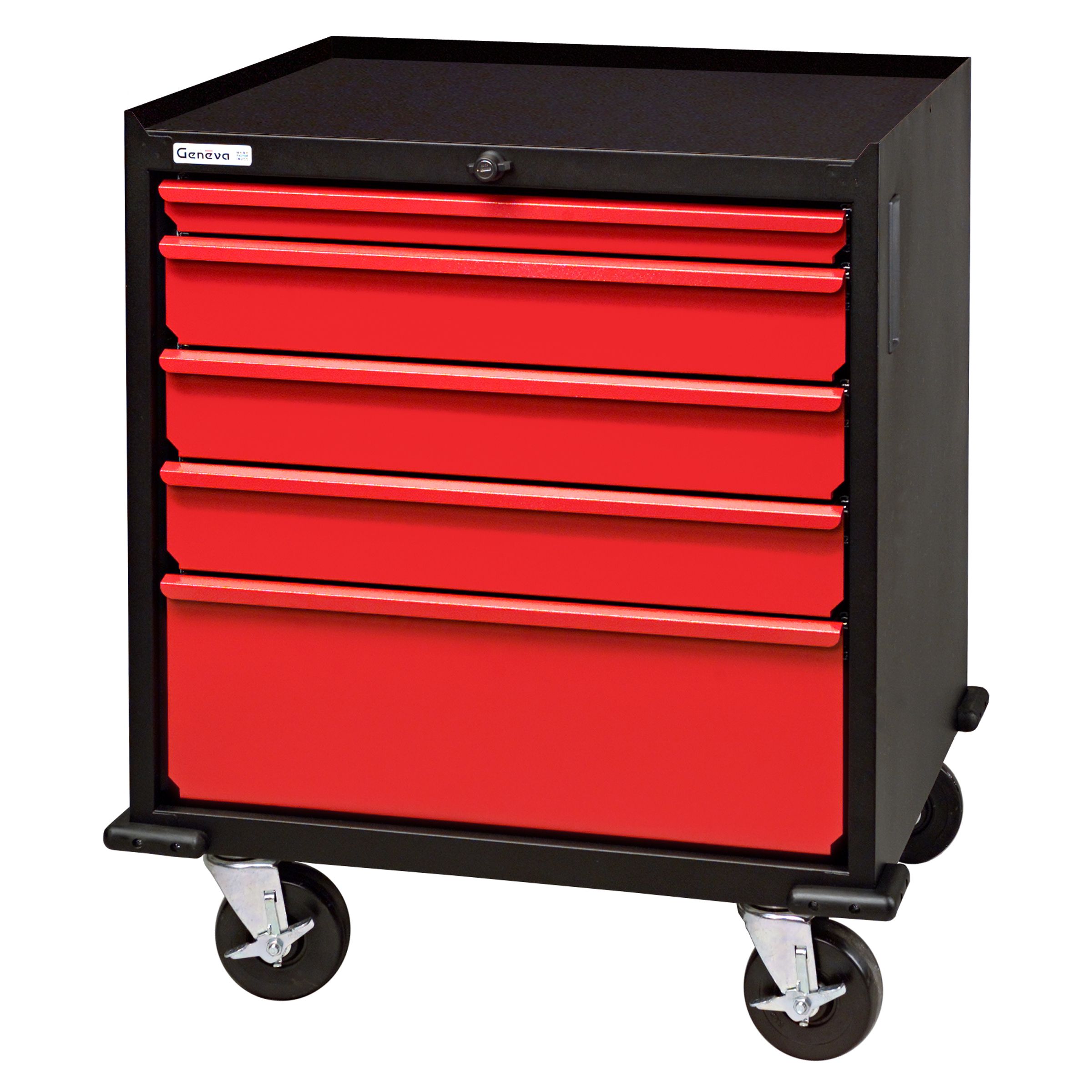 Geneva 5-Drawer Red Roller Cabinet  (shown without optional top -sold separately)- WHILE QUANTITIES LAST!