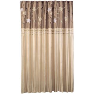 Essential Home Beaded Satin Fabric Shower Curtain
