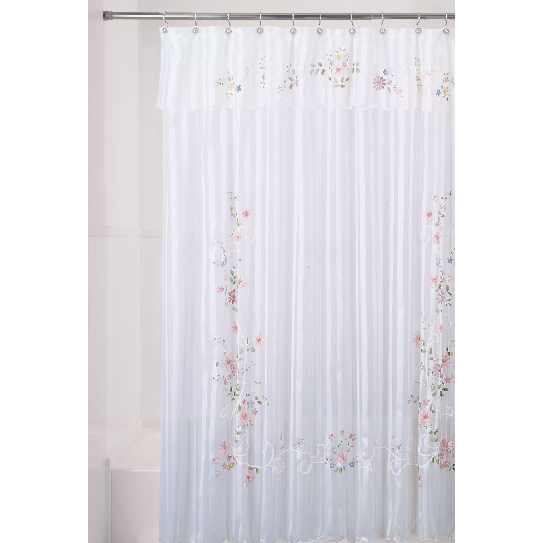 Essential Home Shower Curtain Ribbon Flower Fabric   Home   Bed & Bath