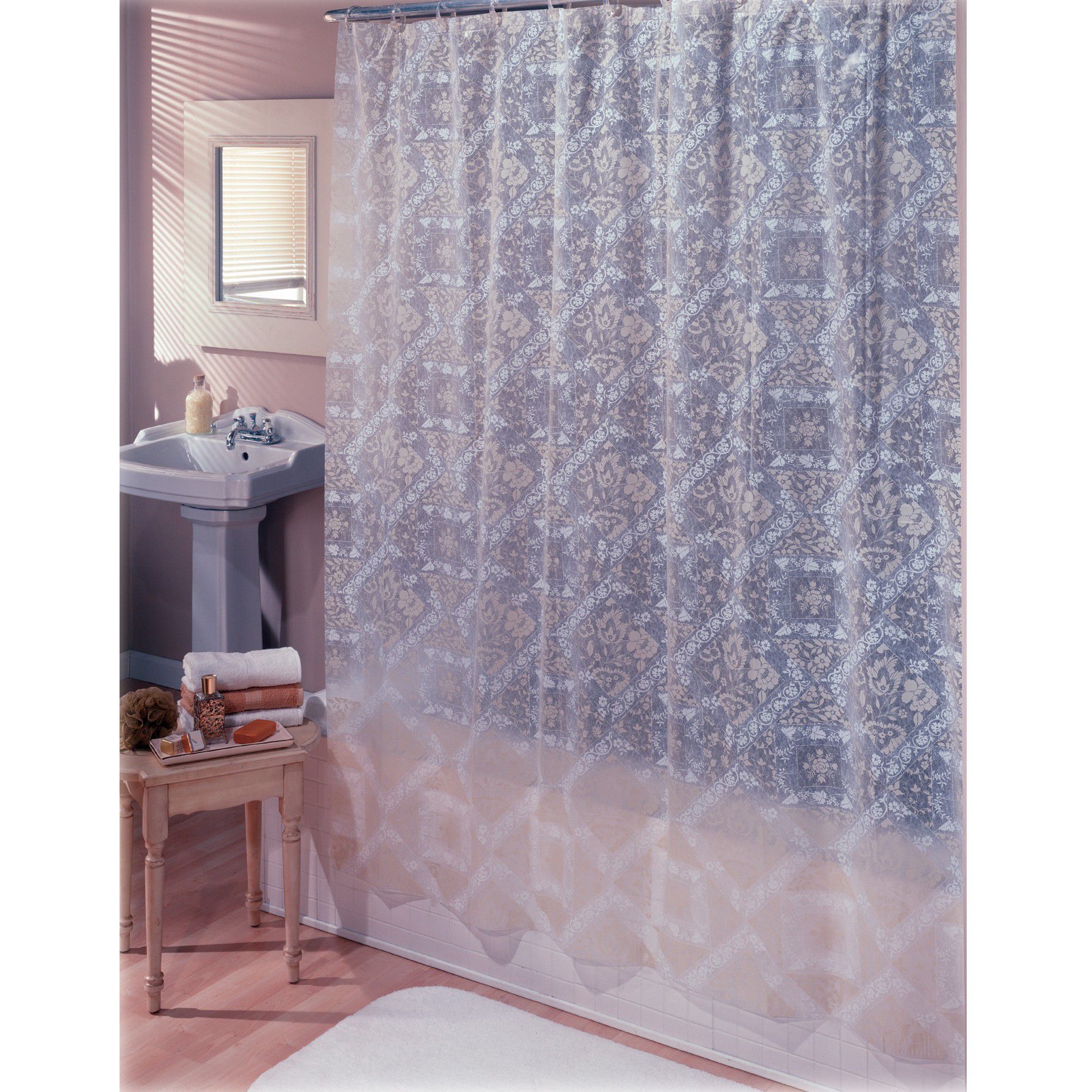 Essential Home Shower Curtain Geneva Lace Vinyl