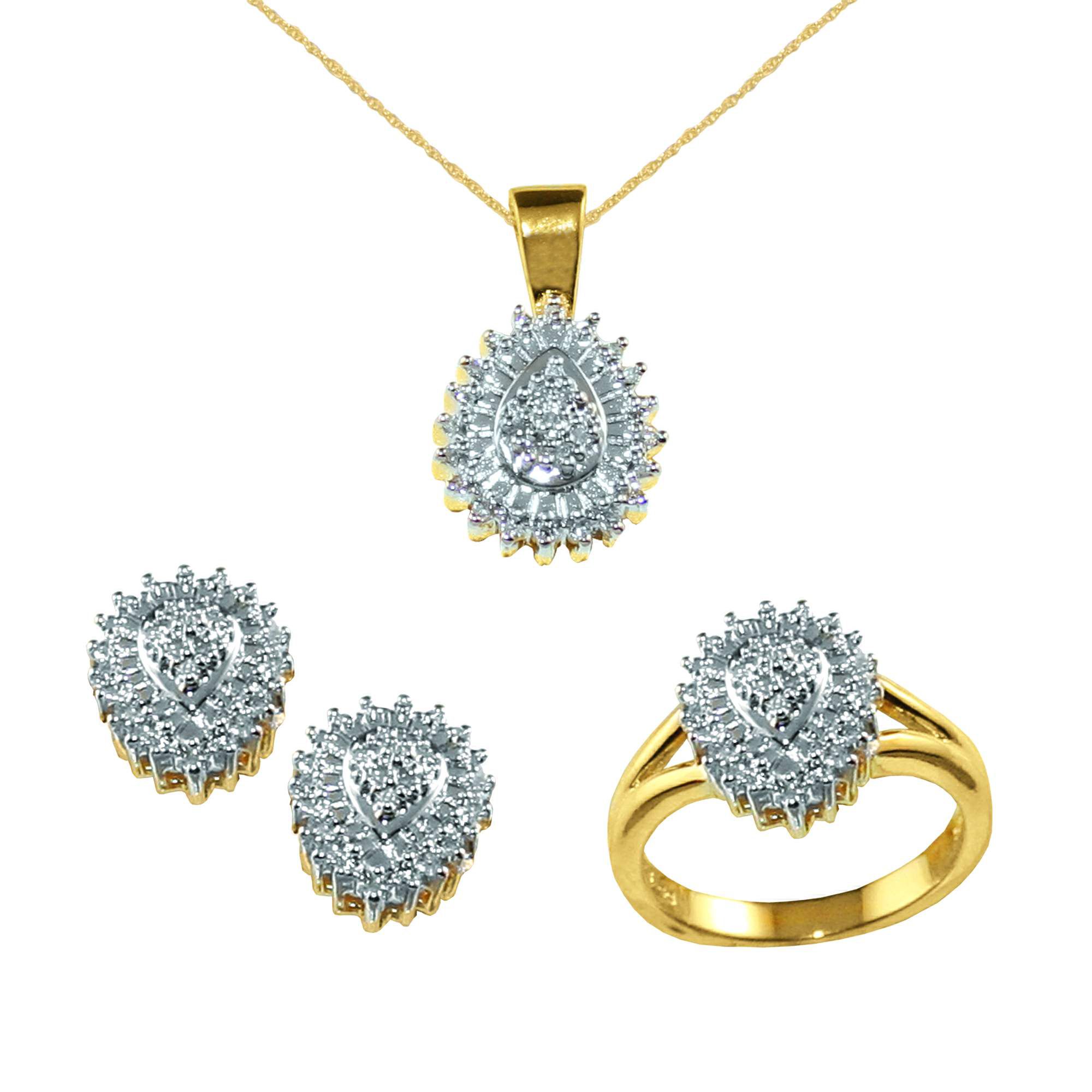INCREDIBLE BUY&#33; 18kt Gold over Sterling Silver Ring, Pendant, and Earring Set