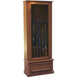 American Furniture Classics 600, 8 Gun Cabinet with locking tempered glass door and locking drop down door.