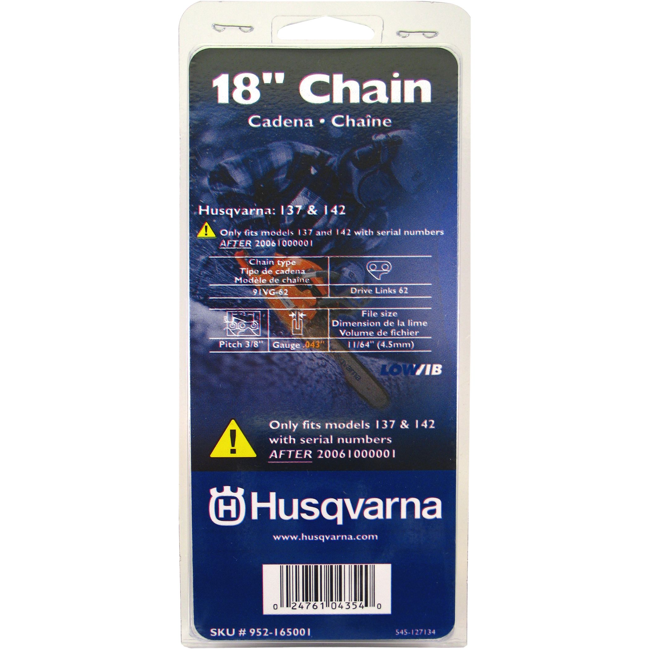 Husqvarna 952165001 18 in. Chainsaw Replacement Chain