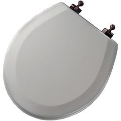 MAYFAIR 44ORA 000 Toilet Seat with Oil Rubbed Bronze Hinges will Never Come Loose, ROUND , White