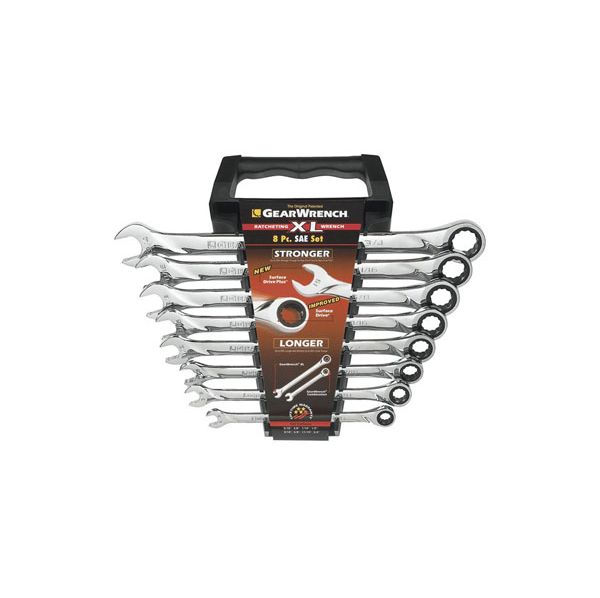 GearWrench 8 Pc. XL Combination Ratcheting Wrench Set, Standard