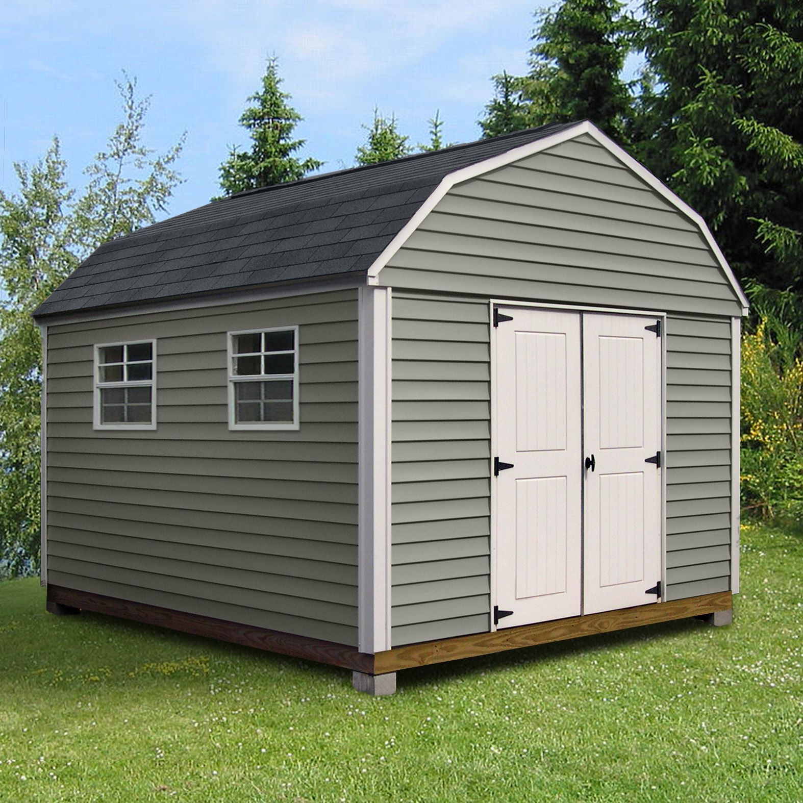 Quality Outdoor Structures V1012SB Vinyl Barn (10 ft. x 12 ft.) - Professional Installation Included