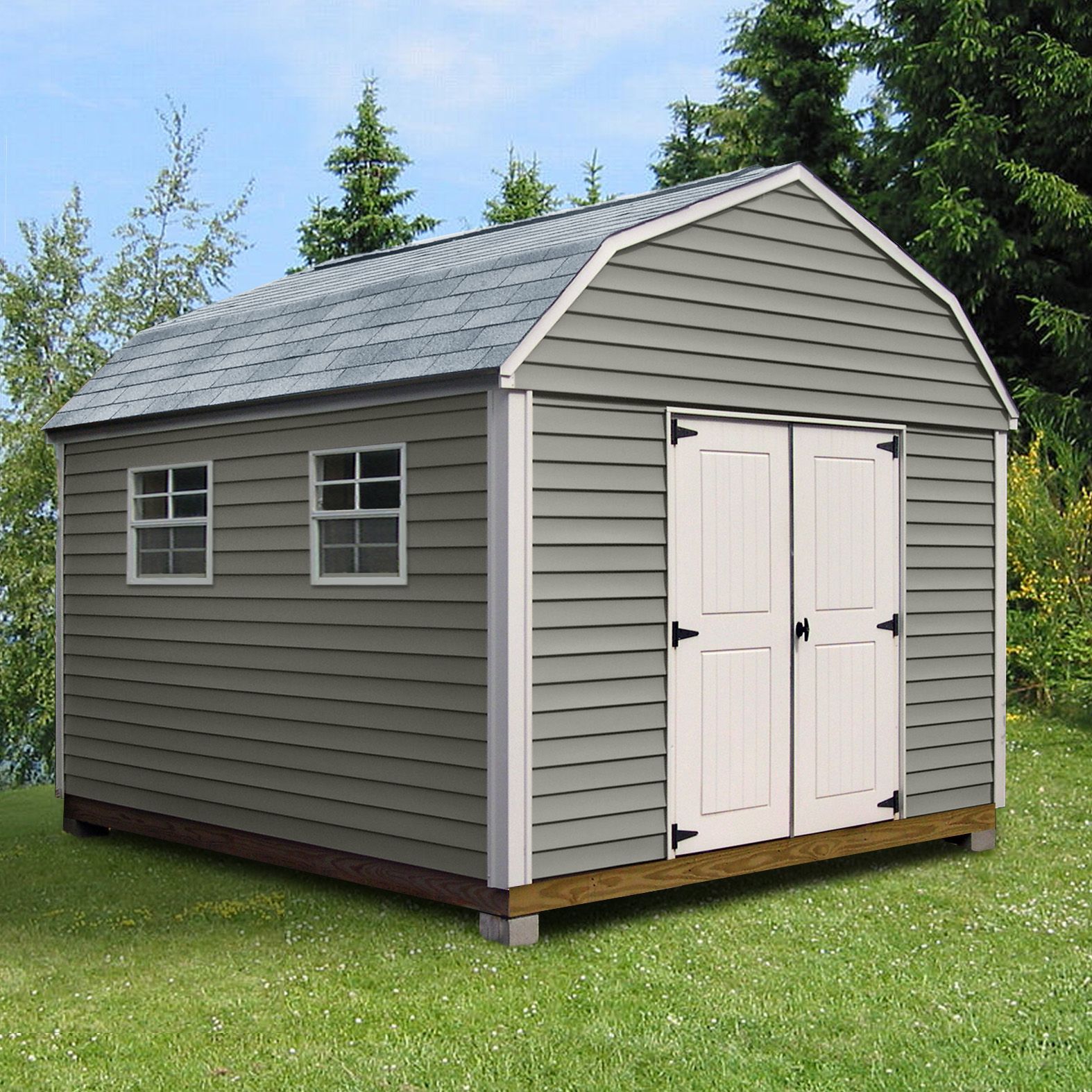 Quality Outdoor Structures V1216SB Vinyl Barn (12 ft. x 16 ft.) - Professional Installation Included