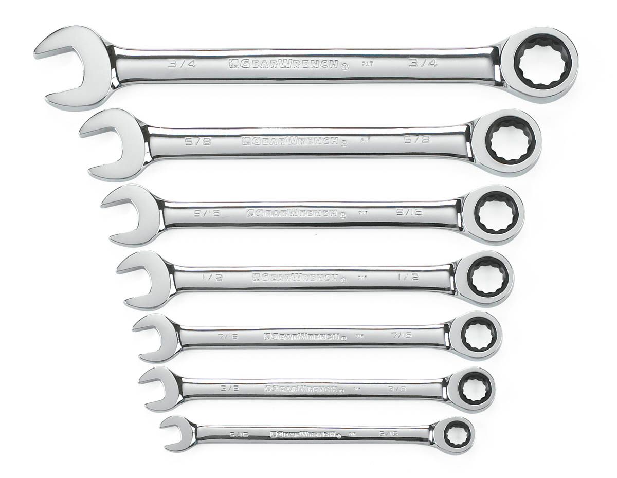 GearWrench 7 Pc Combination Ratcheting Wrench Set Inch