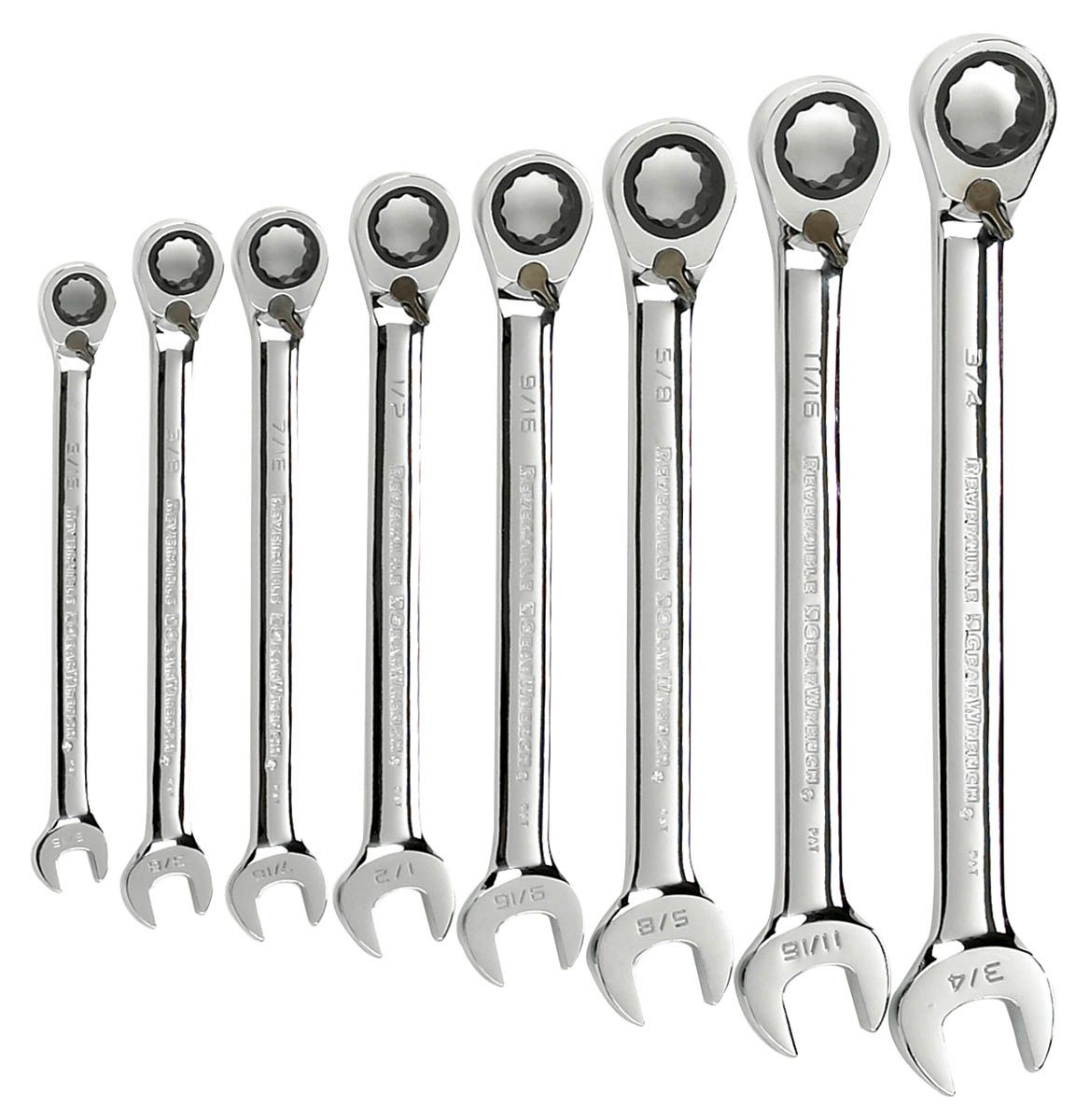 GearWrench 8 Pc Reversible Combination Ratcheting Wrench Set Inch