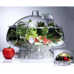Prodyne Acrylic Salad Bowl & Servers, 6 Qt, Off-white