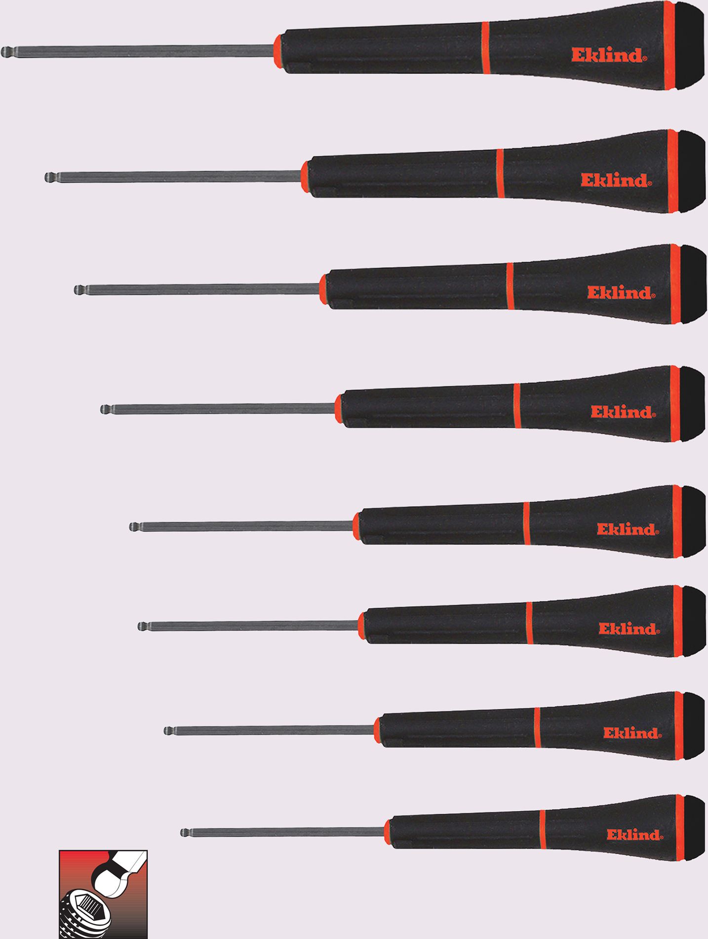 Eklind&#174 PSD&#8482 Precision Screwdriver Set, Ball-Hex Series, 8 Tools: .050 to 5/32 In