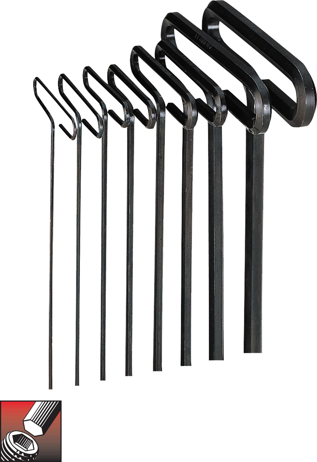 Eklind&#174 Standard Grip Hex T-Key Set, 6 inch Series, 8 keys: 3/32 to 1/4 Inch & Pouch