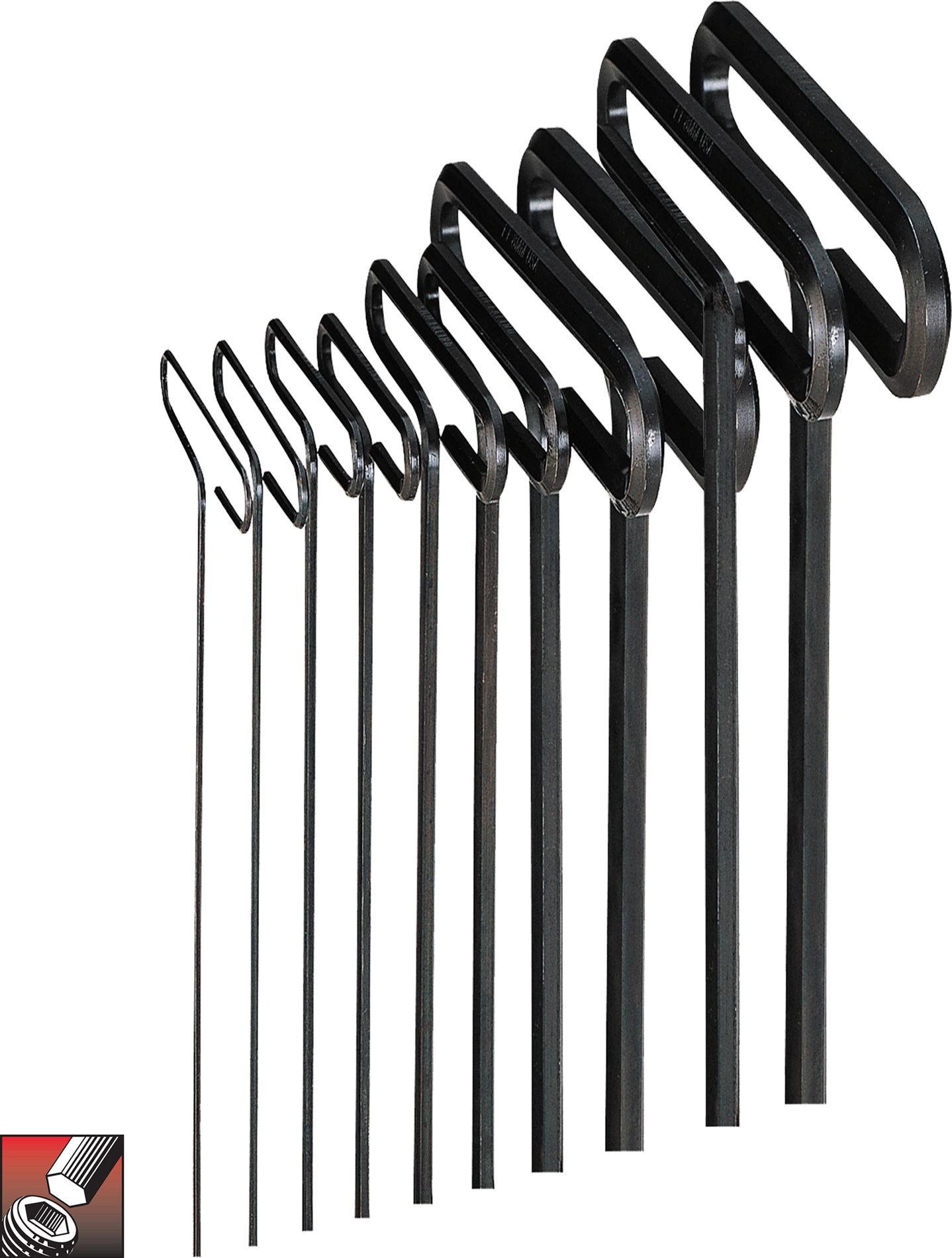 Eklind&#174 Standard Grip Hex T-Key Set, 9 inch Series, 10 keys: 3/32 to 3/8 Inch & Pouch