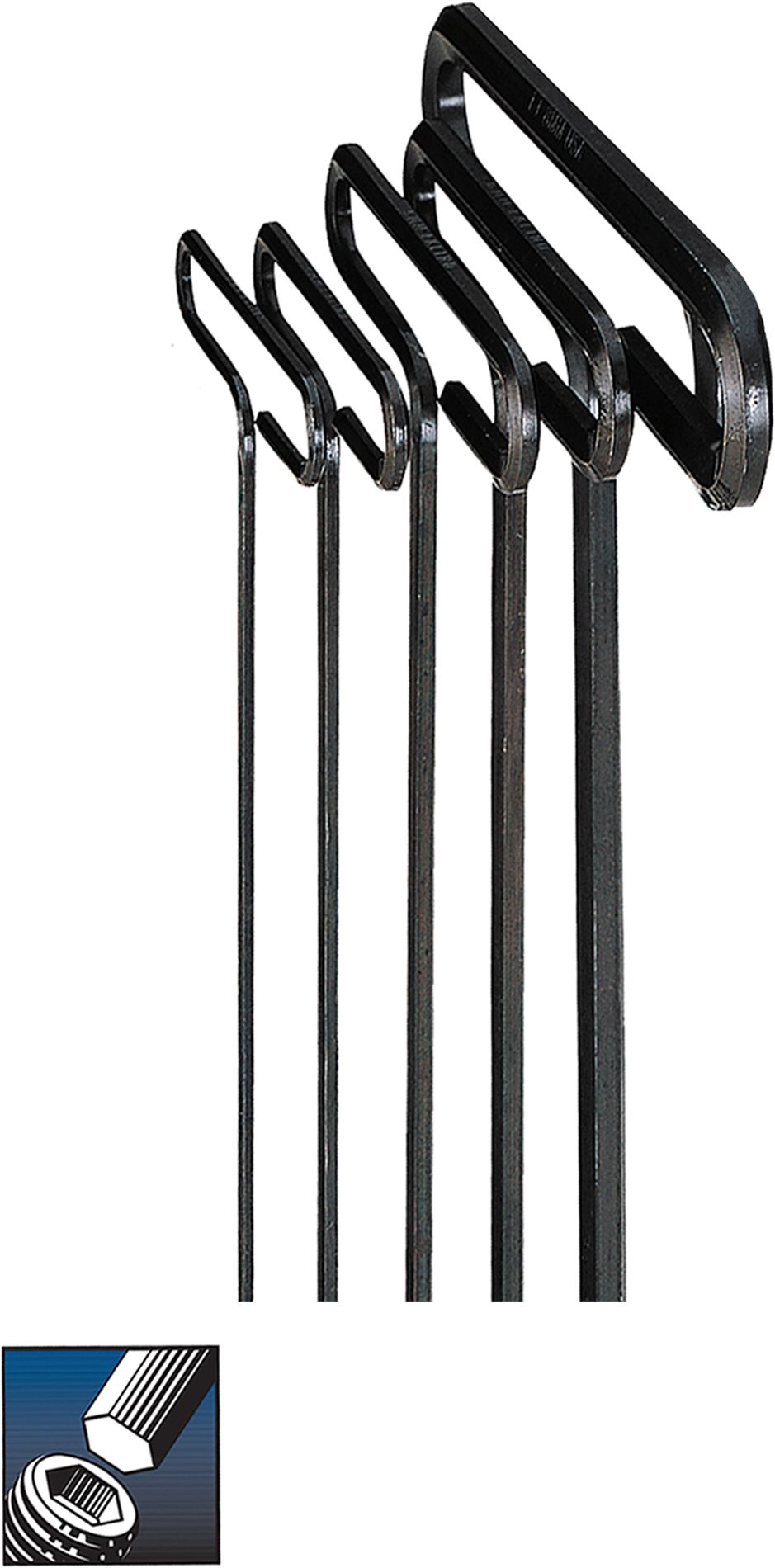 Eklind&#174 Standard Grip Hex T-Key Set, 6 inch Series, 5 keys: 2.5 to 6 MM & Pouch