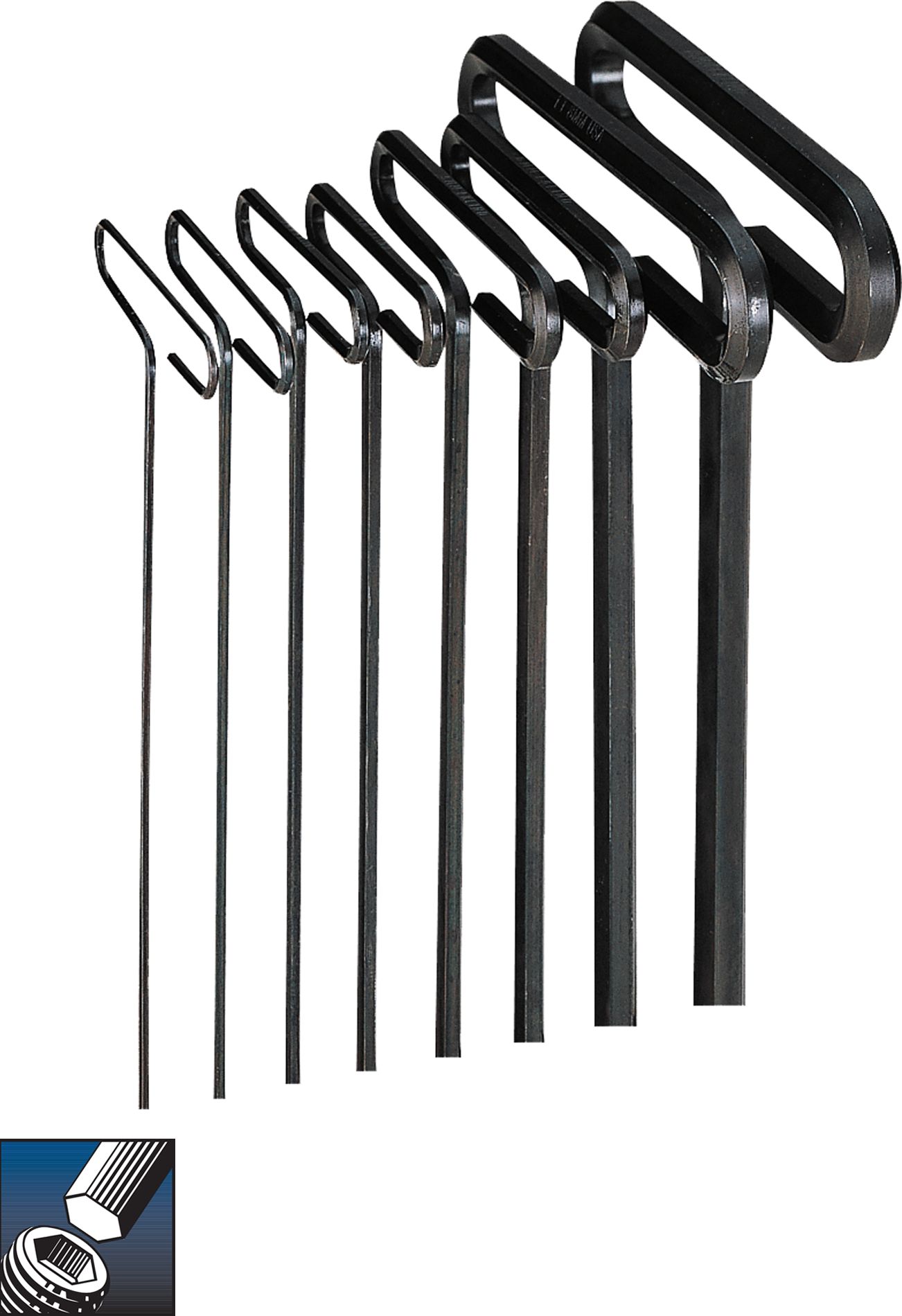 Eklind&#174 Standard Grip Hex T-Key Set, 6 inch Series, 8 keys: 2 to 10 MM & Pouch