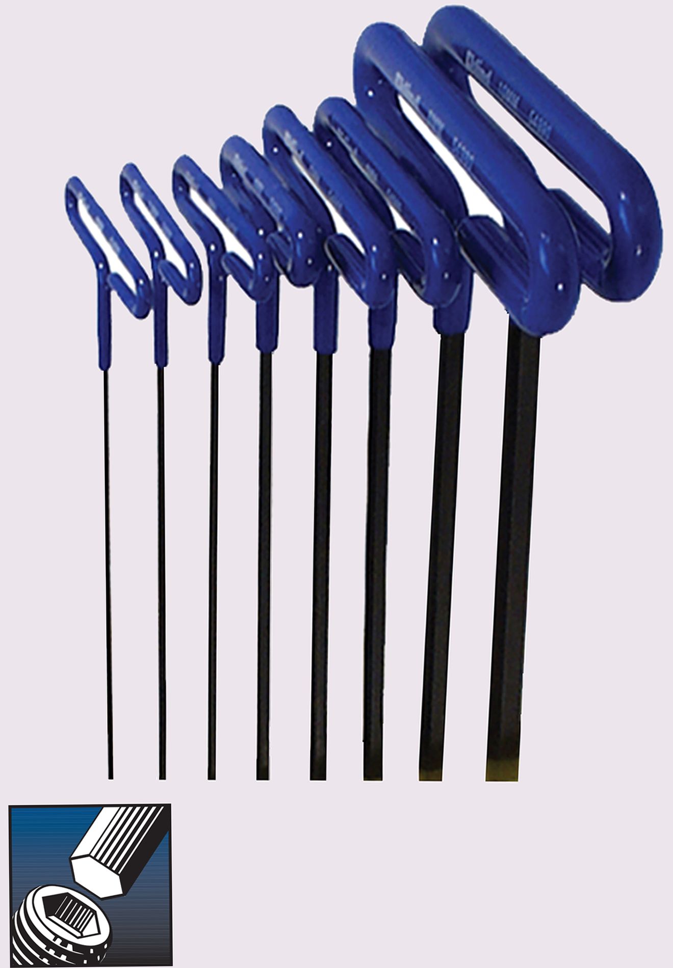 Eklind&#174 Cushion Grip Hex T-Key Set, 6 inch Series, 8 keys: 2 to 10 MM & Pouch
