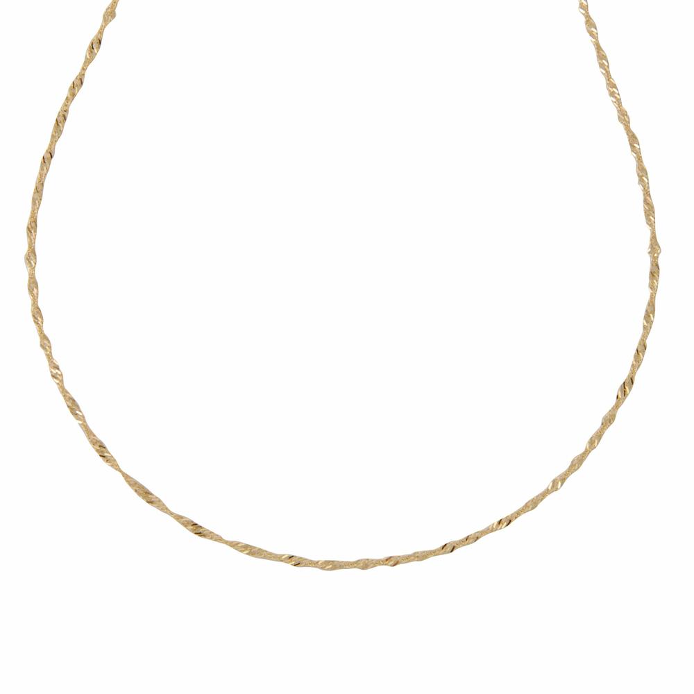 Singapore Chain Necklace. 14K Yellow Gold