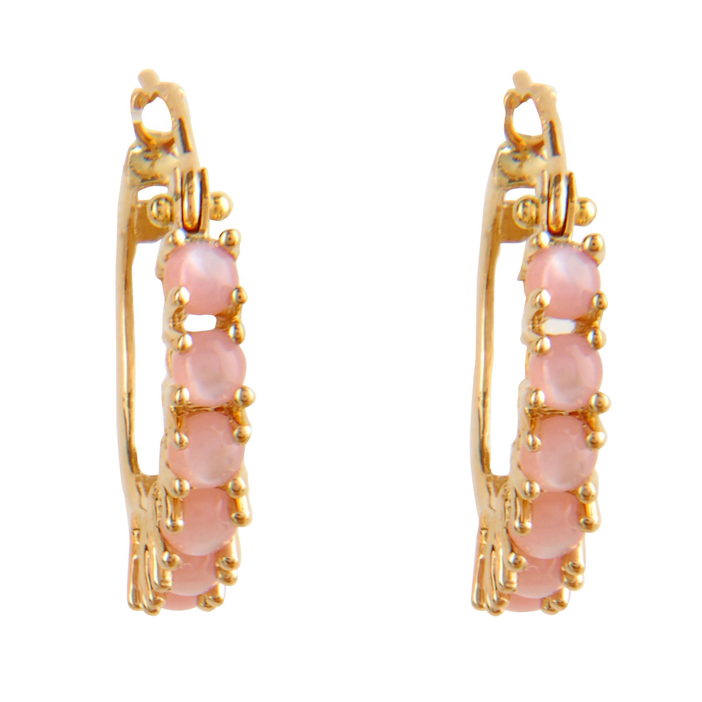 Pink Mother-of-Pearl Hoop Earrings. 10K Yellow Gold