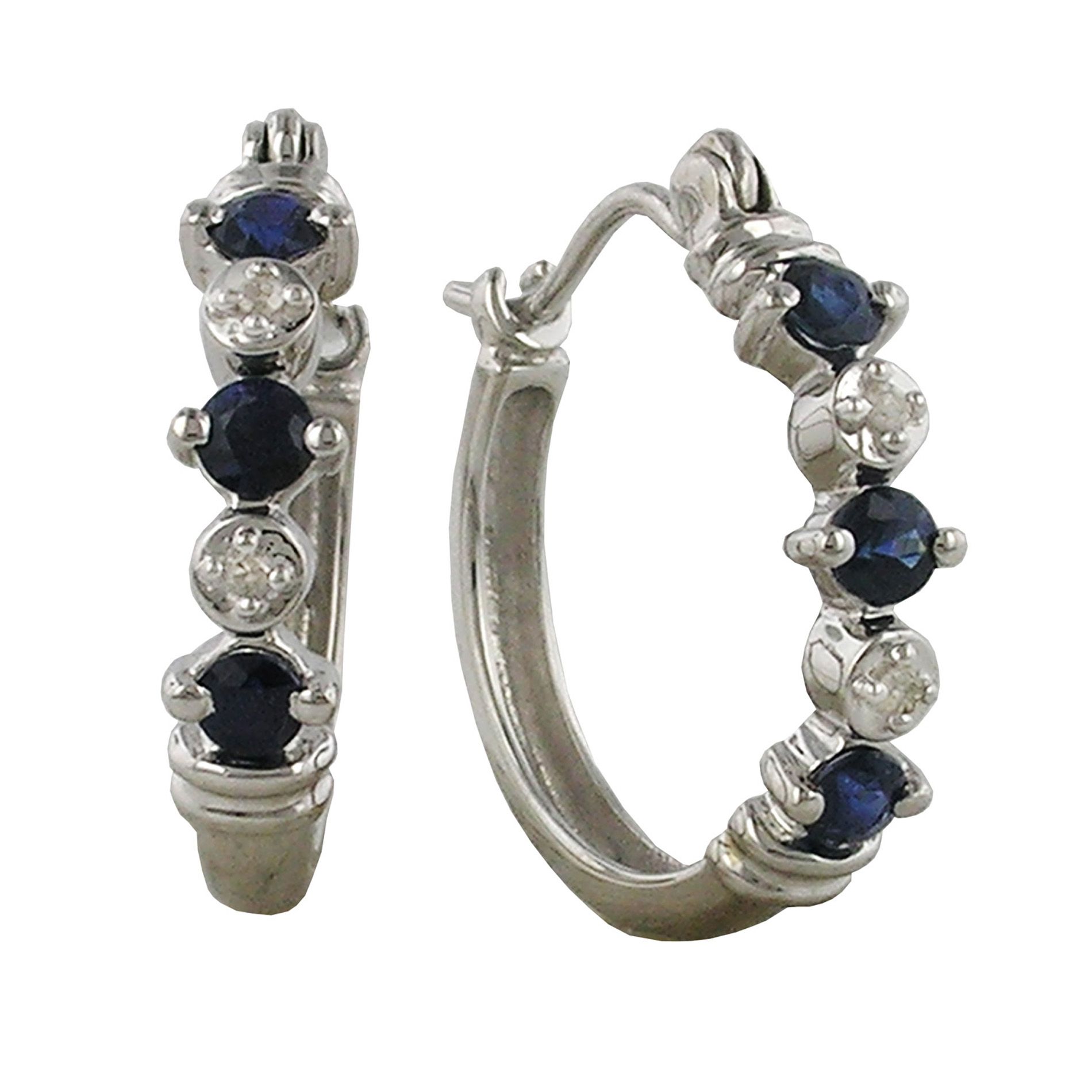 Sapphire and Diamond Earrings. 10k White Gold