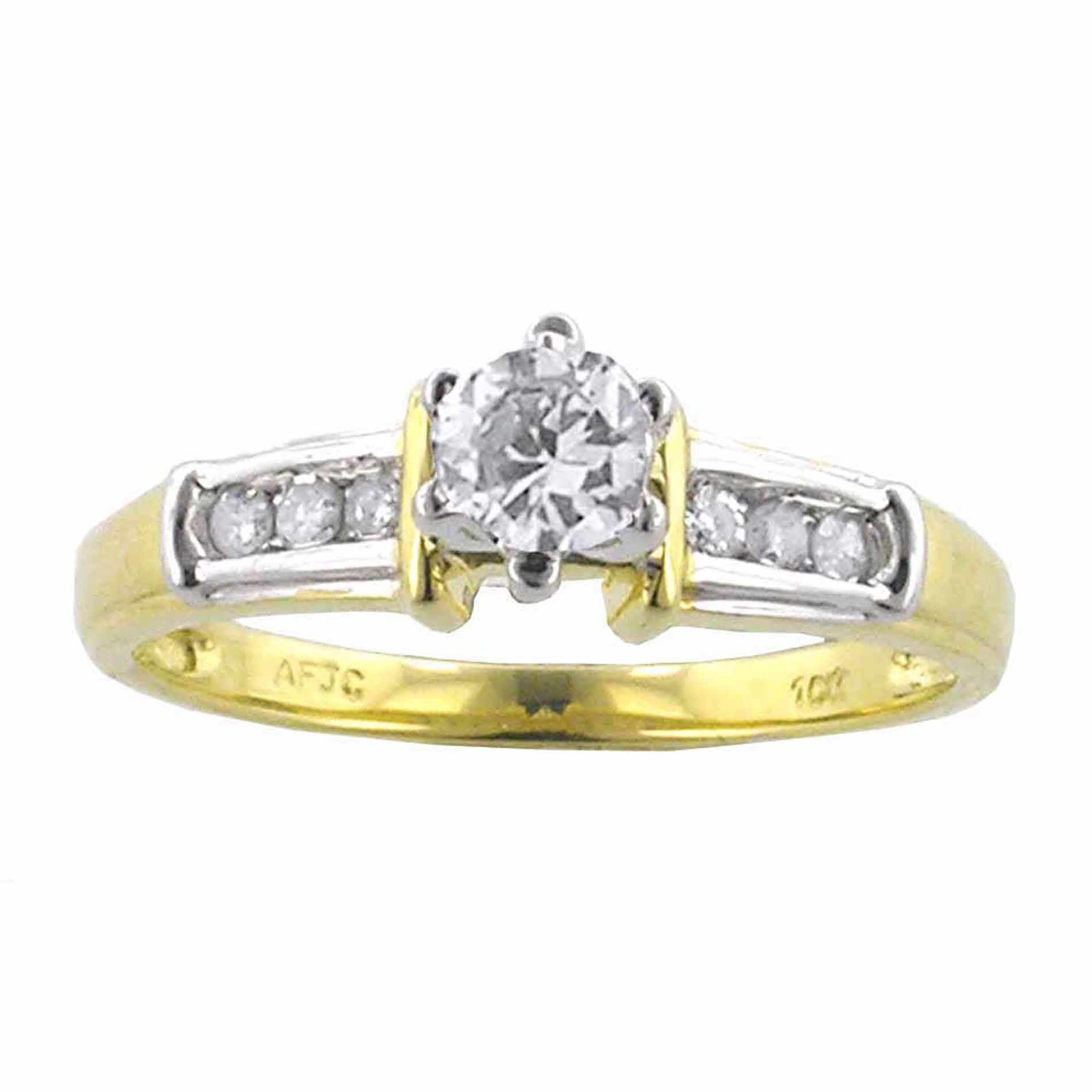 1/4 cttw Round Diamond Engagement Ring in 10k Two-tone Gold w/Side Stones
