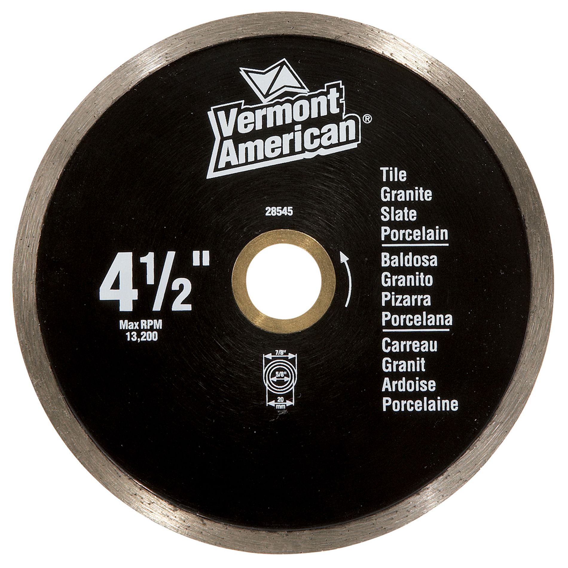 Vermont American Dia. Blade Tile Wet Premium; 4-1/2" Continuous
