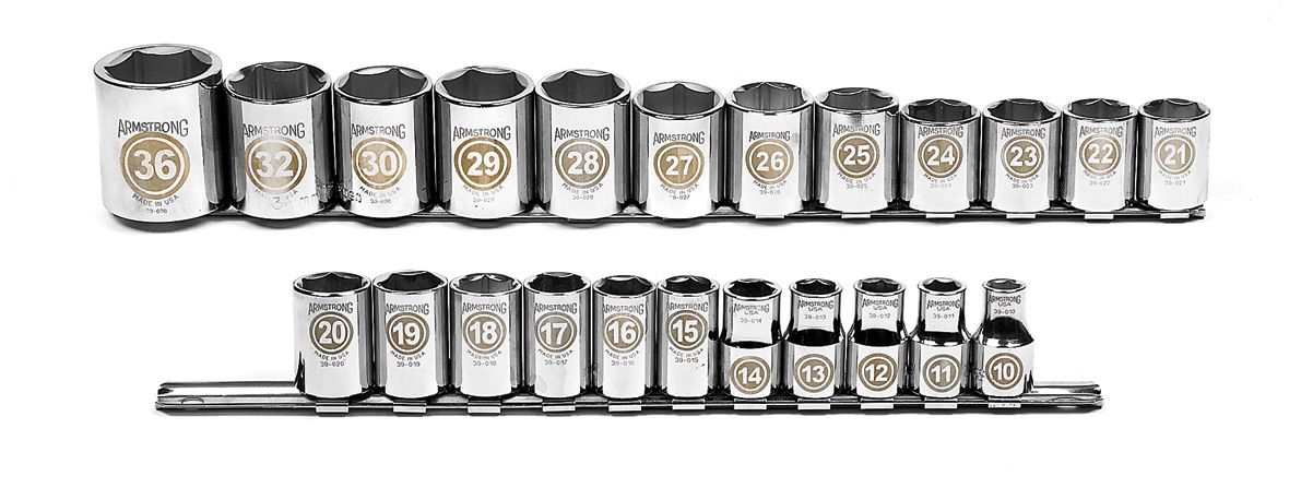 Armstrong 23 pc. 6 pt. 1/2 in. dr. Socket Set includes 2 Socket Bars 16-834 and 16-835 a