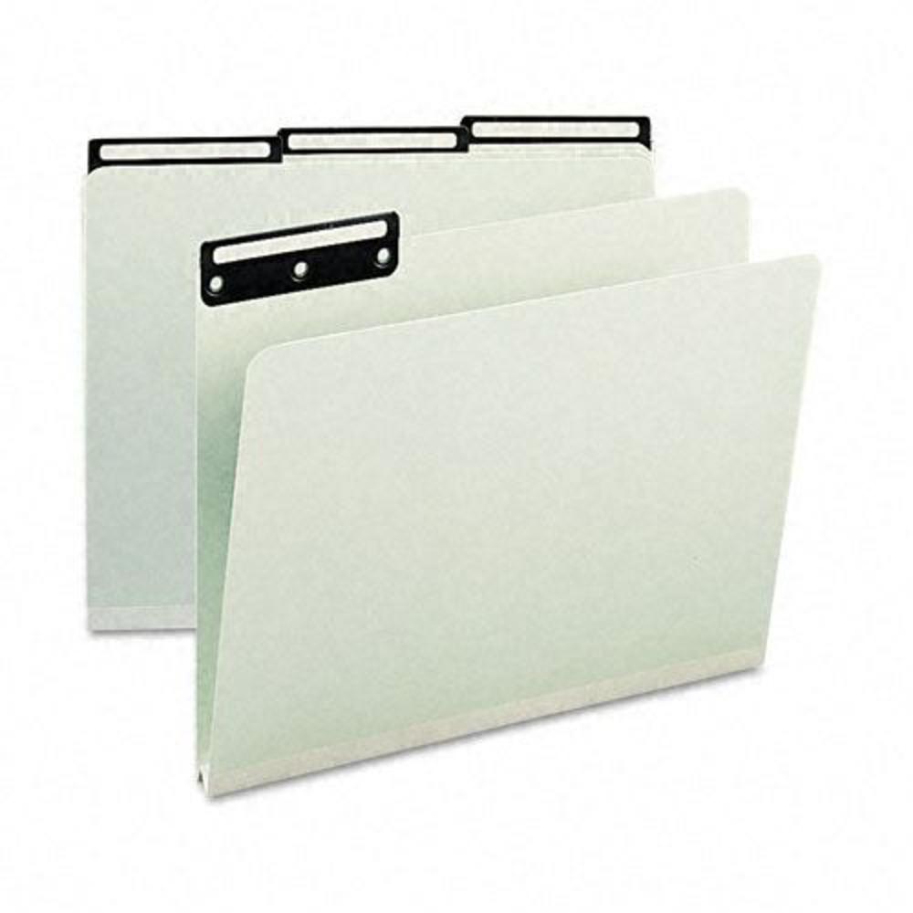 Smead SMD13430 1" Expansion Metal Tab Folders, Letter, Gray Green